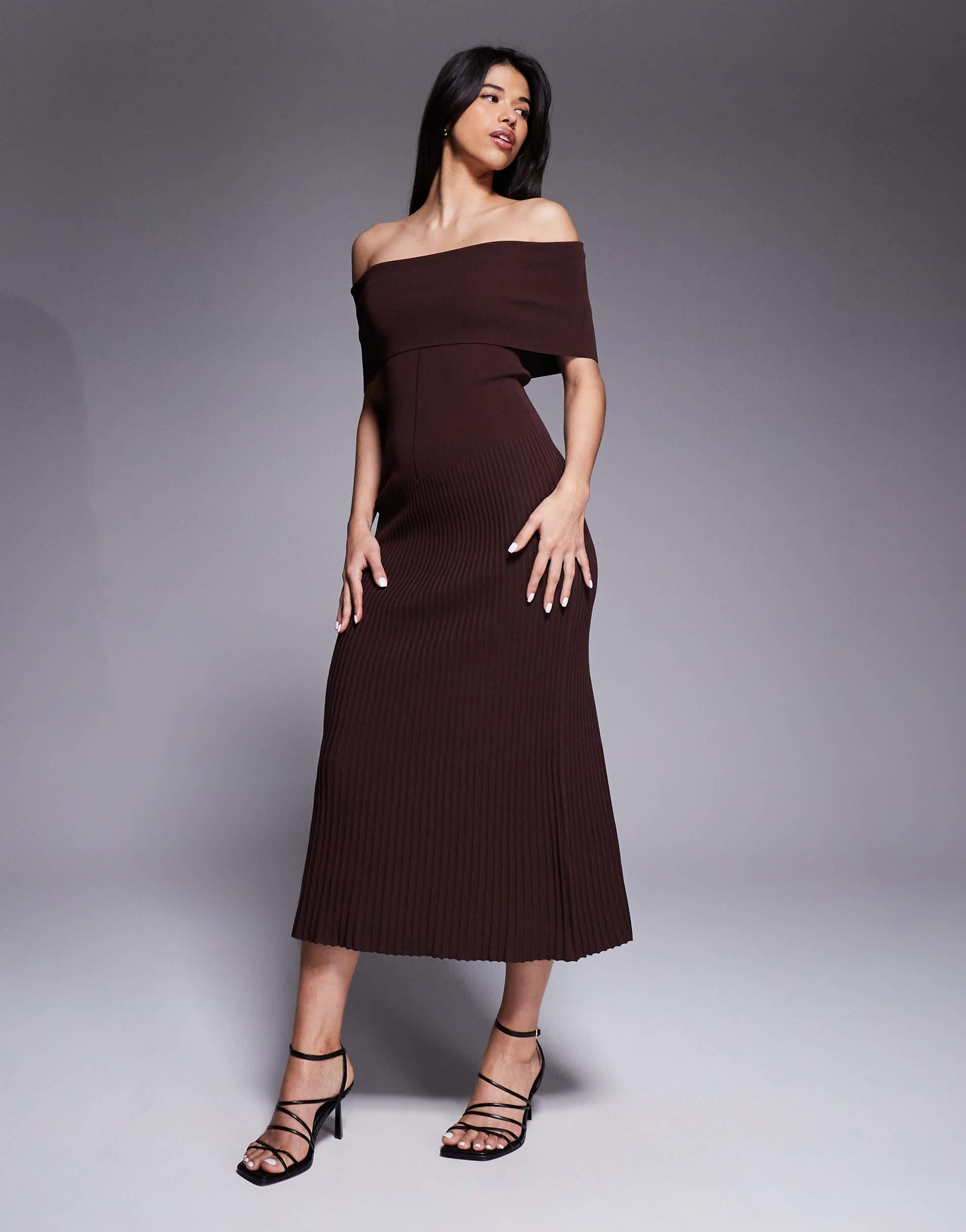 navy blue dress for baby girl Bardot Mayari Asymmetrical Midi Dress main image 1