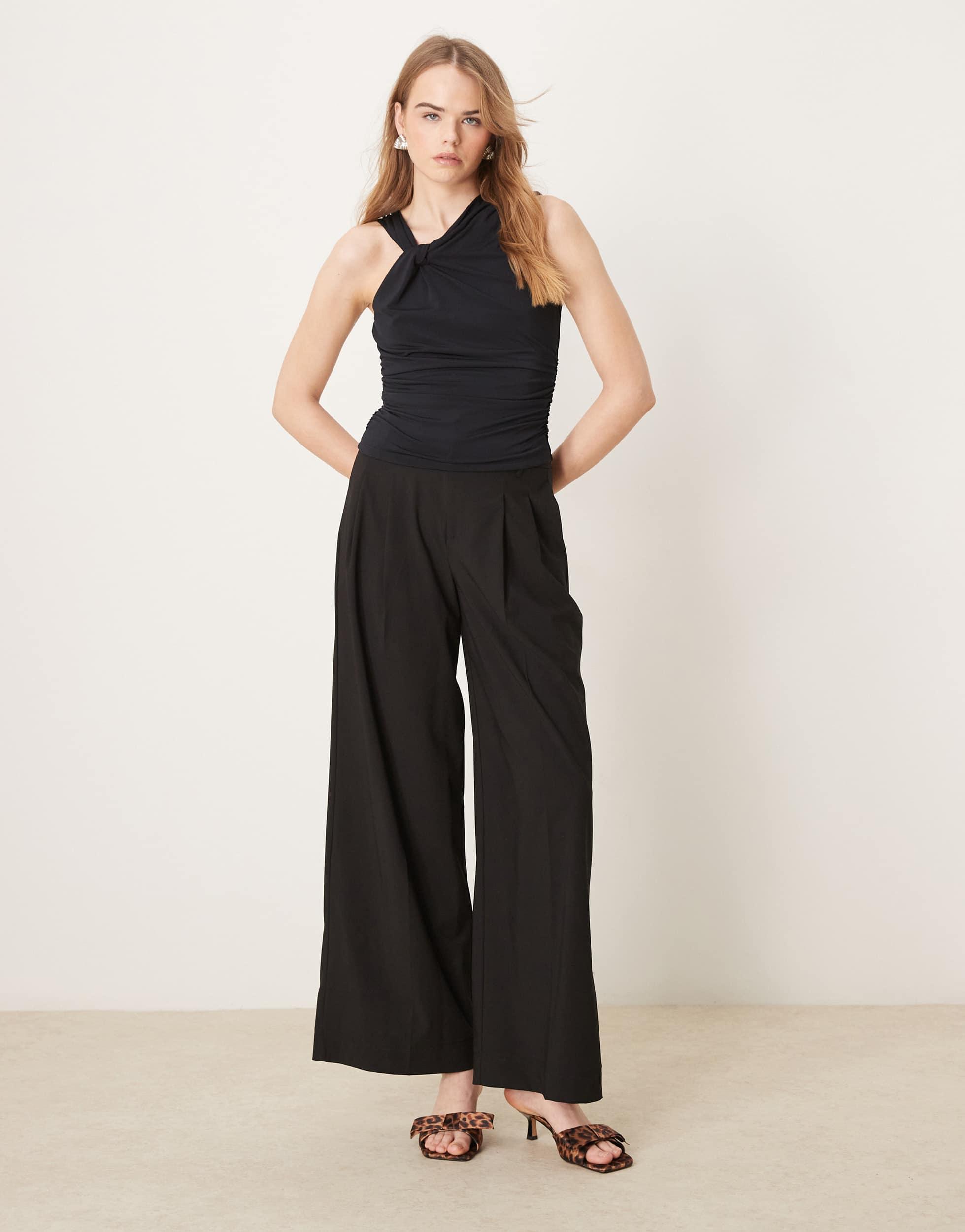 Abercrombie & Fitch Drape Twist Front Asymmetric Top in Black | Lyst