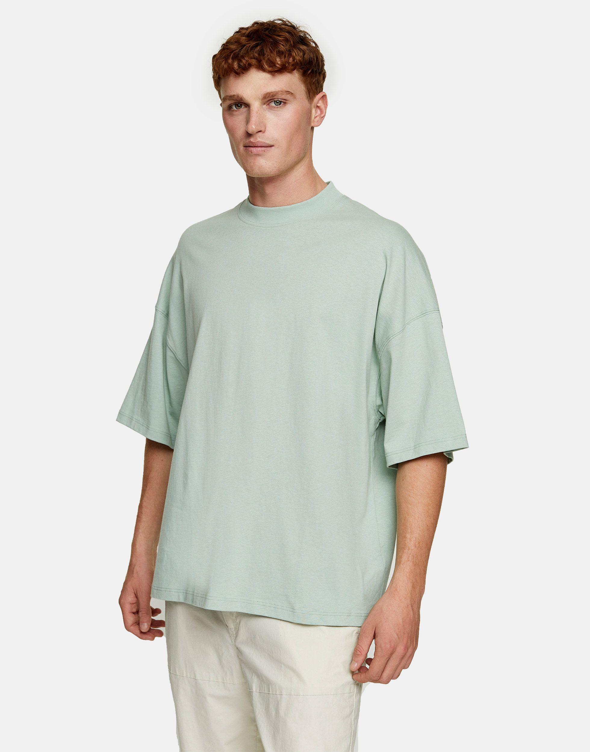 T-shirt accollata oversize da Uomo di TOPMAN in Verde | Lyst