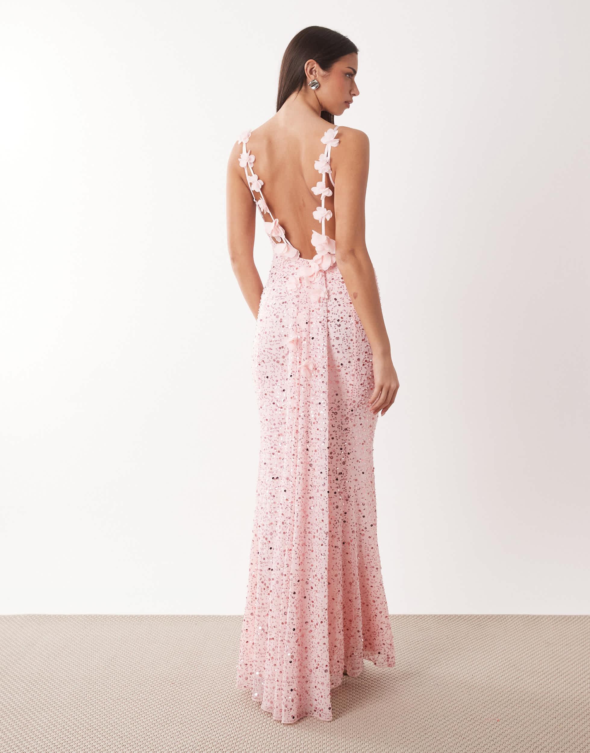 Oh Polly Premium Embellished Open-back Floral Detailing Maxi Dress in Pink | Lyst Oh Polly Premium Embellished Open-back Floral Detailing Maxi Dress in Pink | Lyst