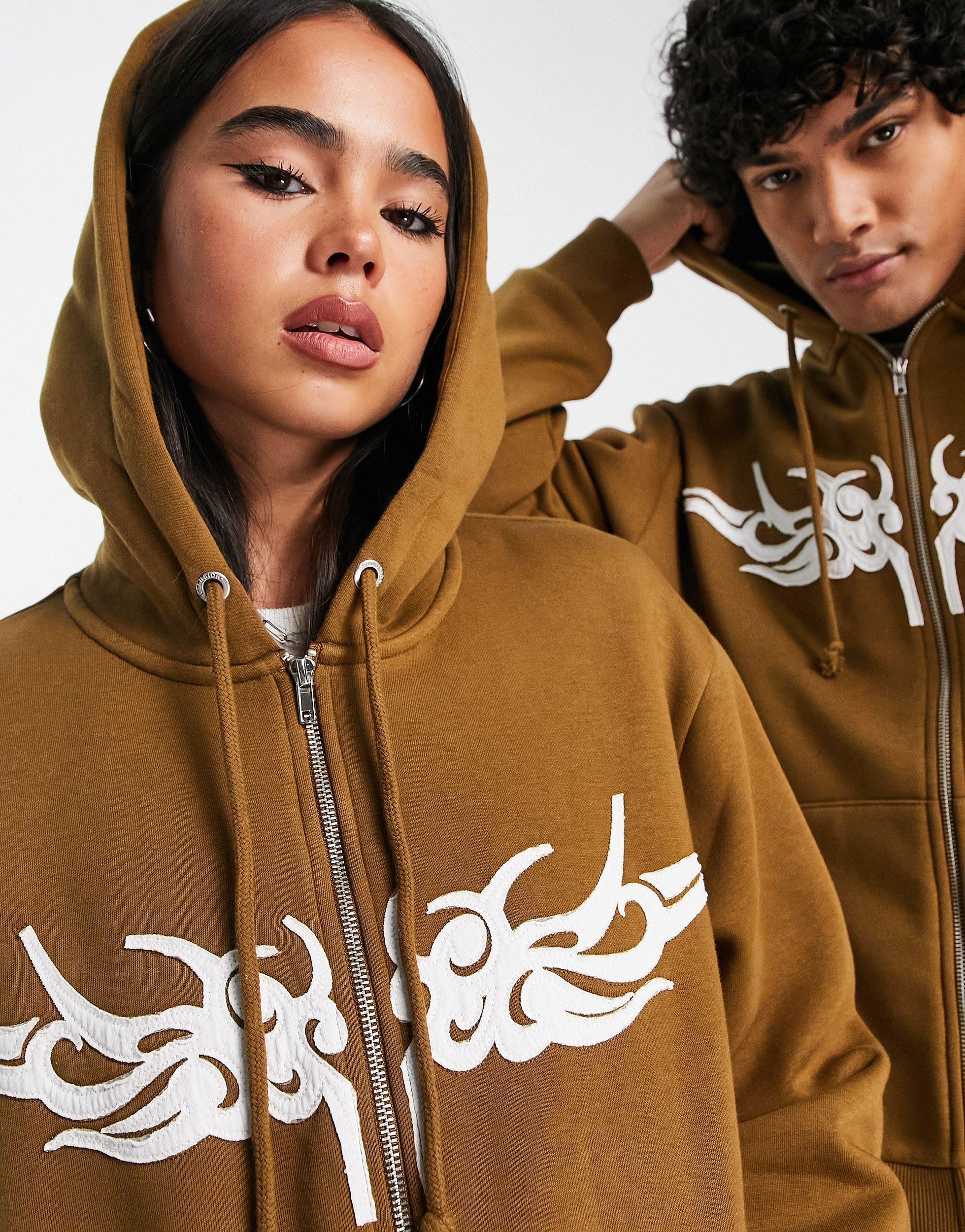 Collusion oversized black deals hoodie with brand print