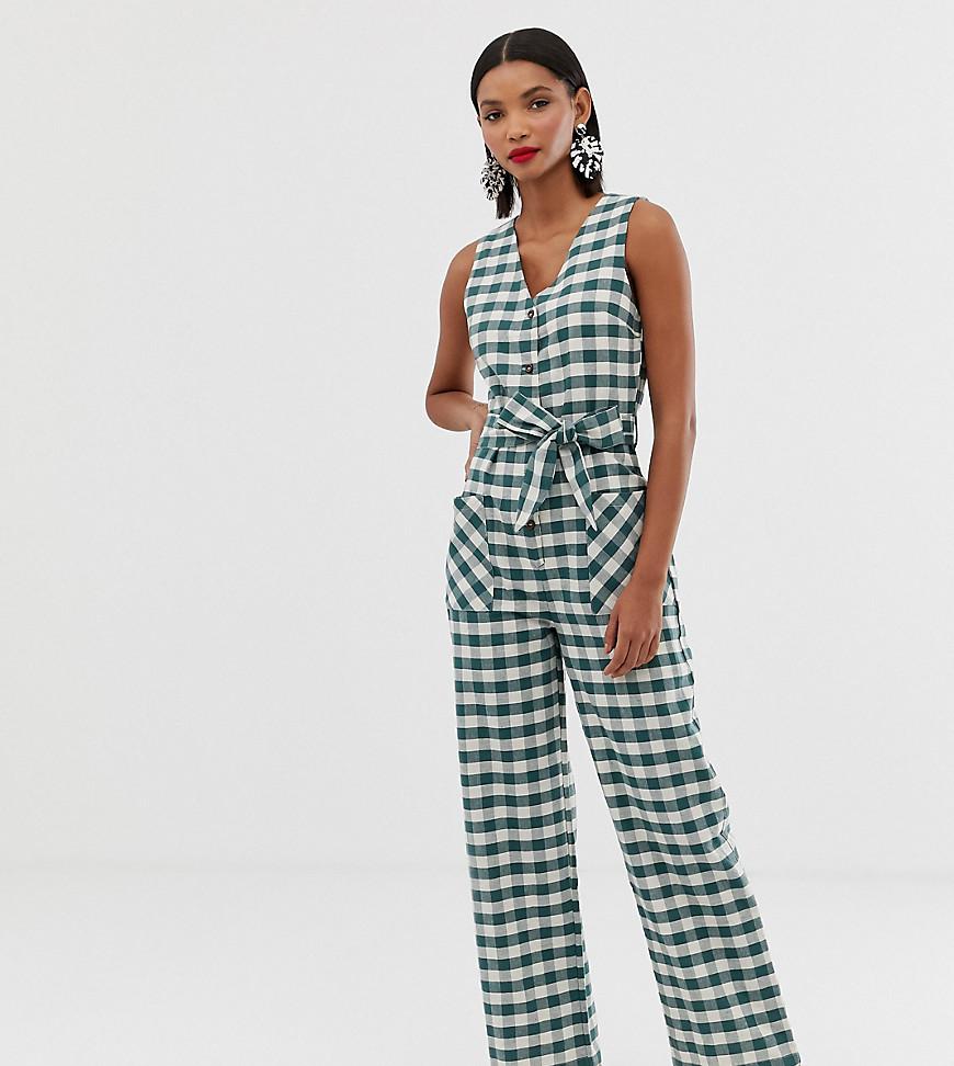 Mango Gingham Printed Jumpsuit in Green Lyst Canada