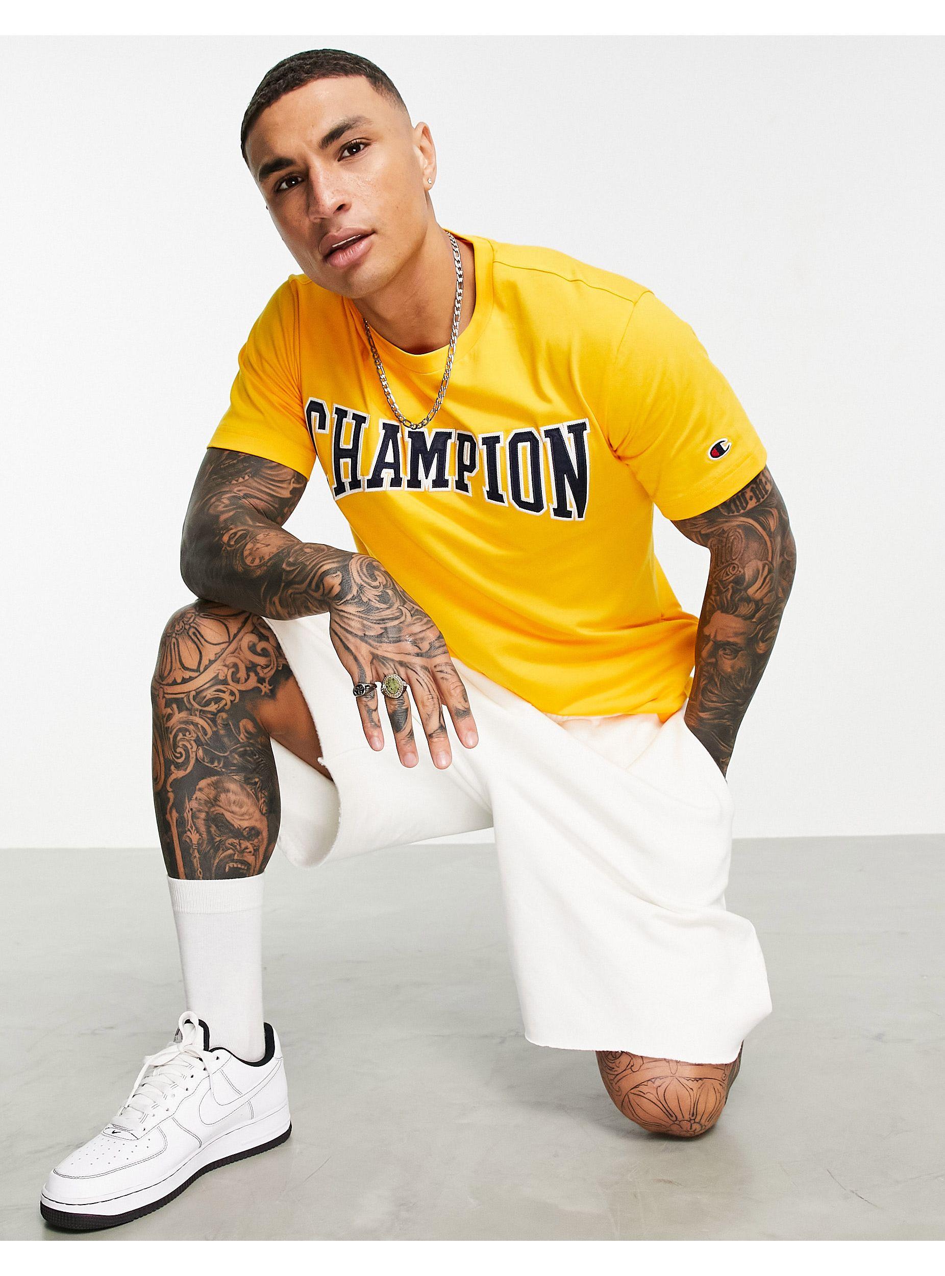 Camiseta amarilla con logo grande estilo universitario Champion de hombre  de color Amarillo | Lyst