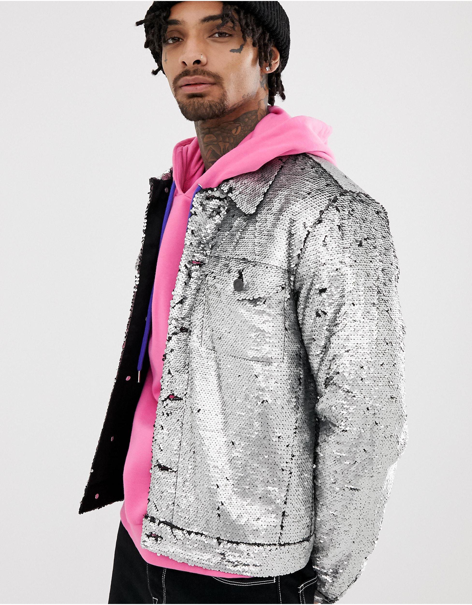 ASOS Festival Western Sequin Jacket in Metallic for Men | Lyst