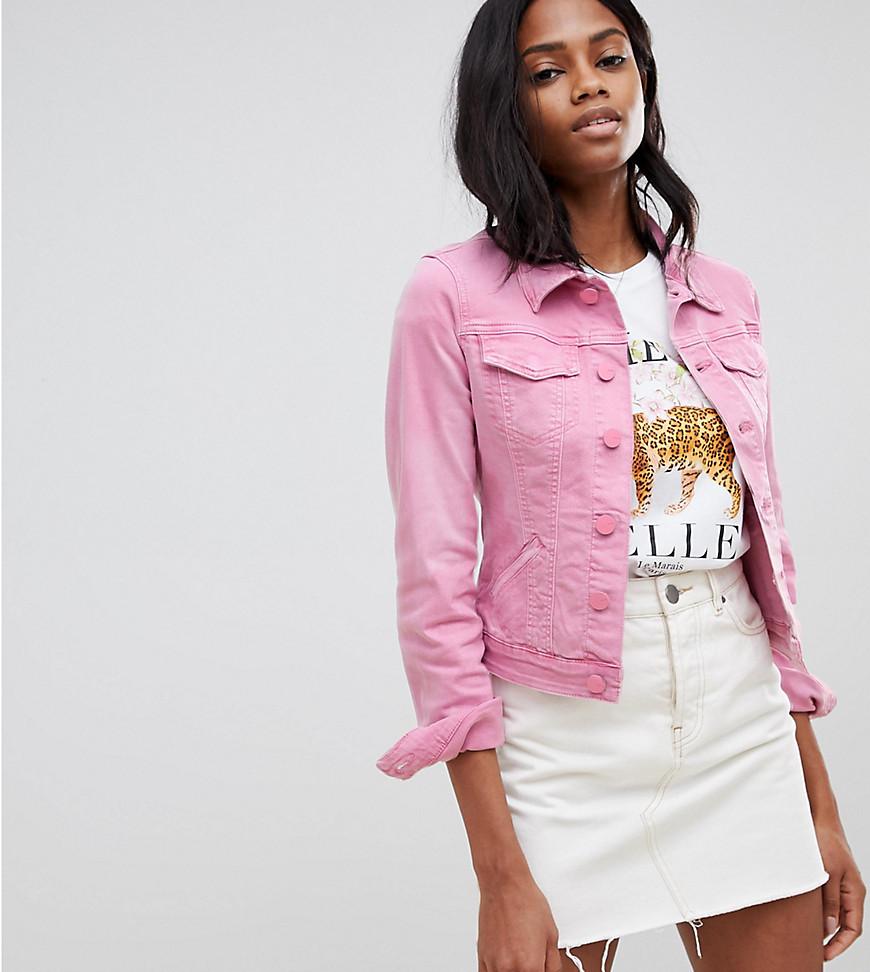 pink cropped jean jacket