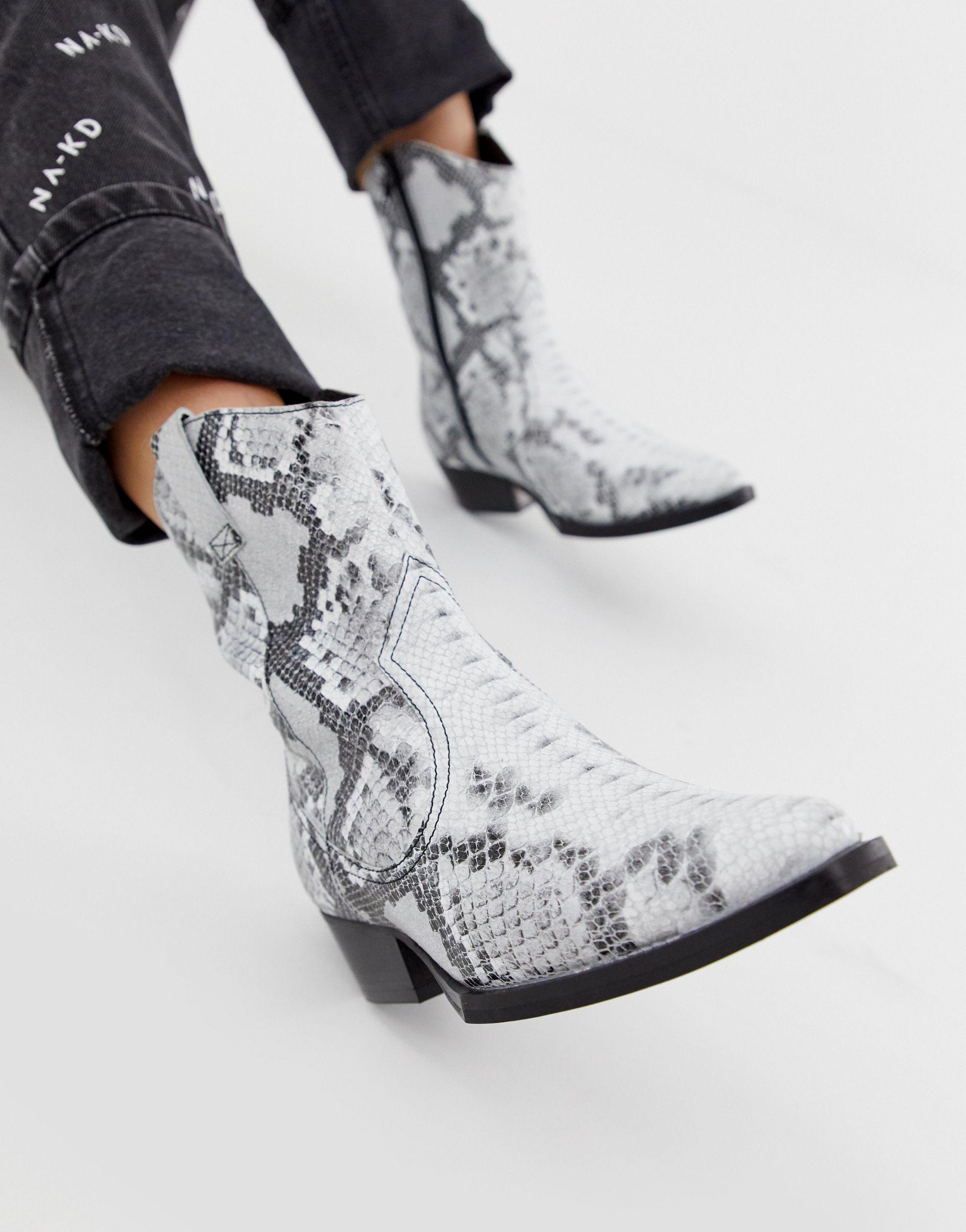 Bronx Leer Jacky-jo - Leren Westernlaarzen Met Slangenprint - Lyst