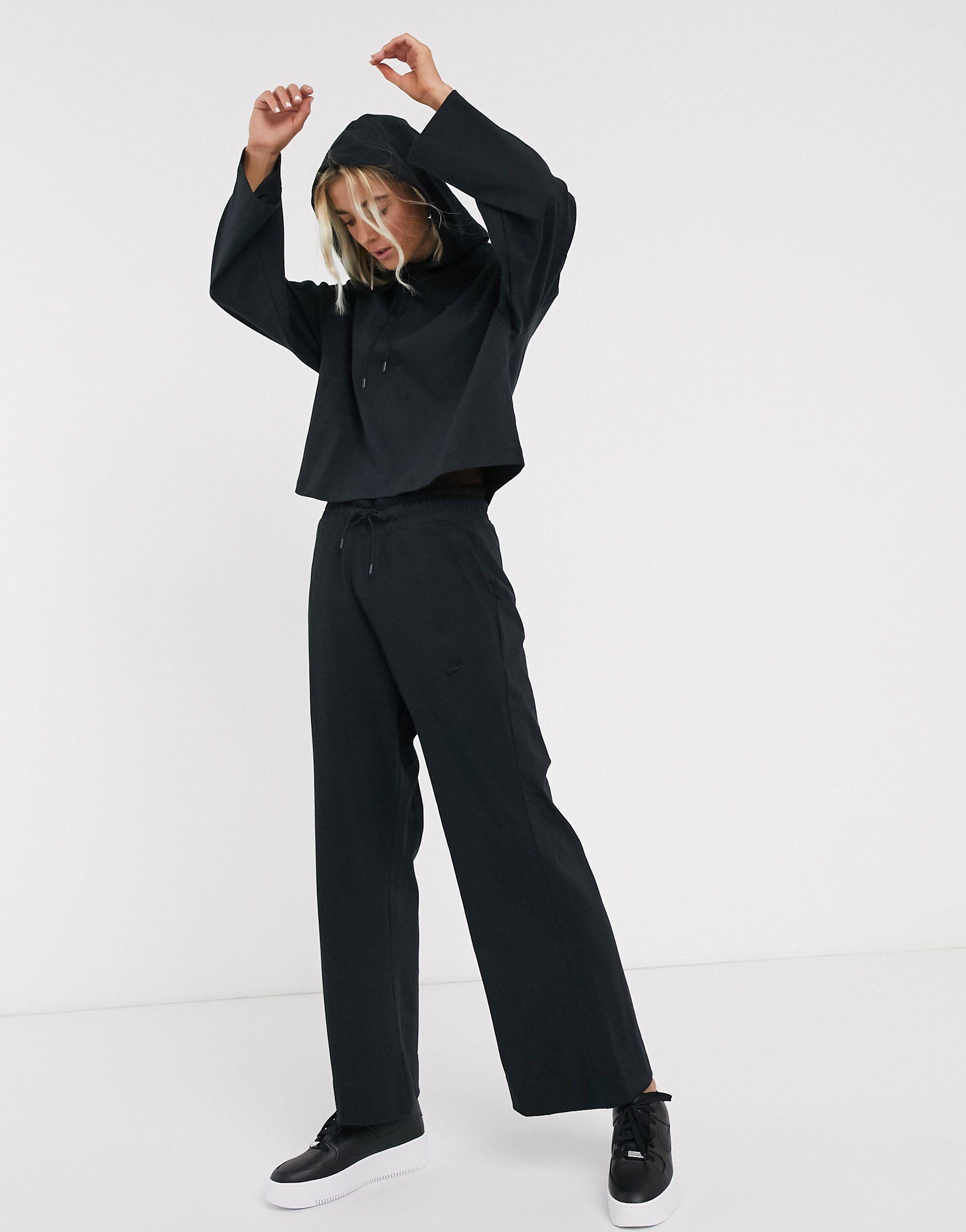 nike premium high waist wide leg grey joggers