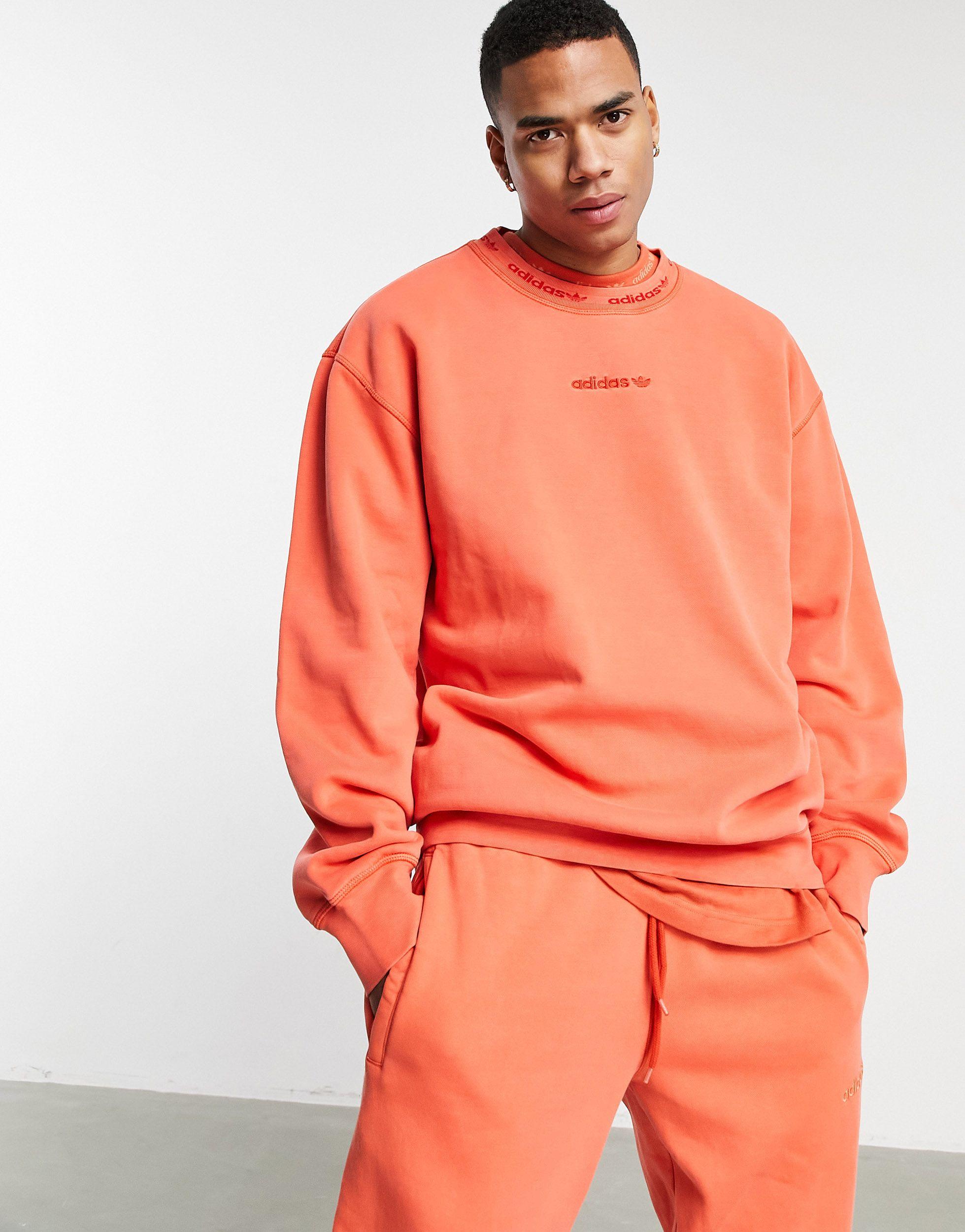 adidas Originals 'premium Sweats' Overdyed Rib Sweatshirt in Orange for Men  | Lyst Australia