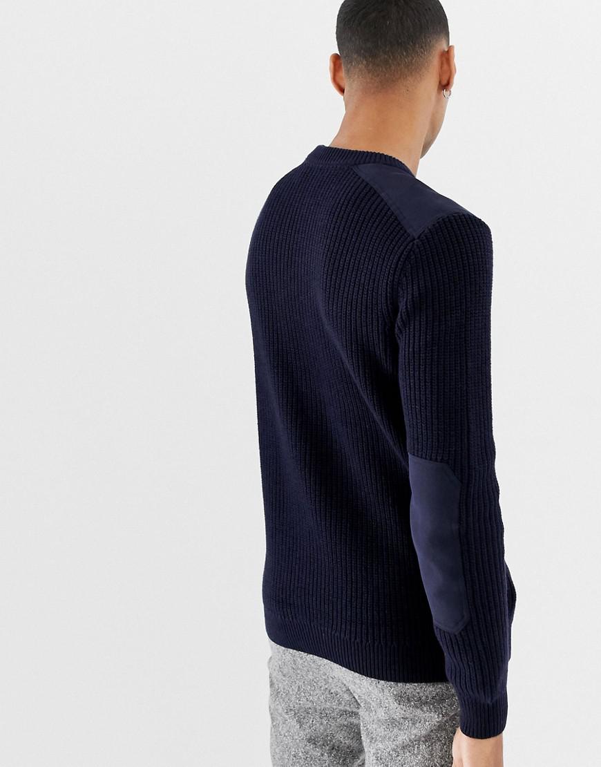 men's jumper with shoulder patches