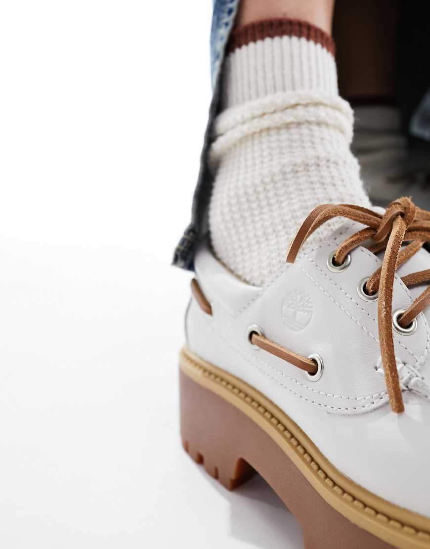 Náuticos Blancos Con Ojales Y Plataforma De Cuero Stone Street