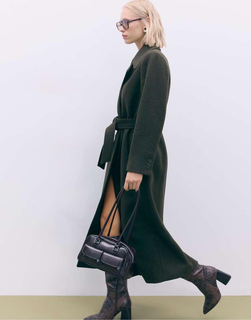 Cappotto Lungo Cappotto Stradivarius Verde Stradivarius Cappotto