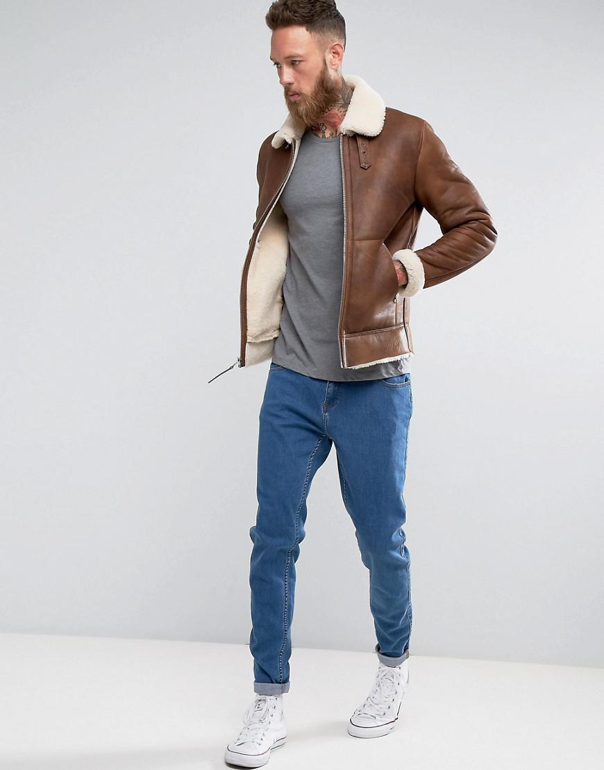 slim fit shearling jacket
