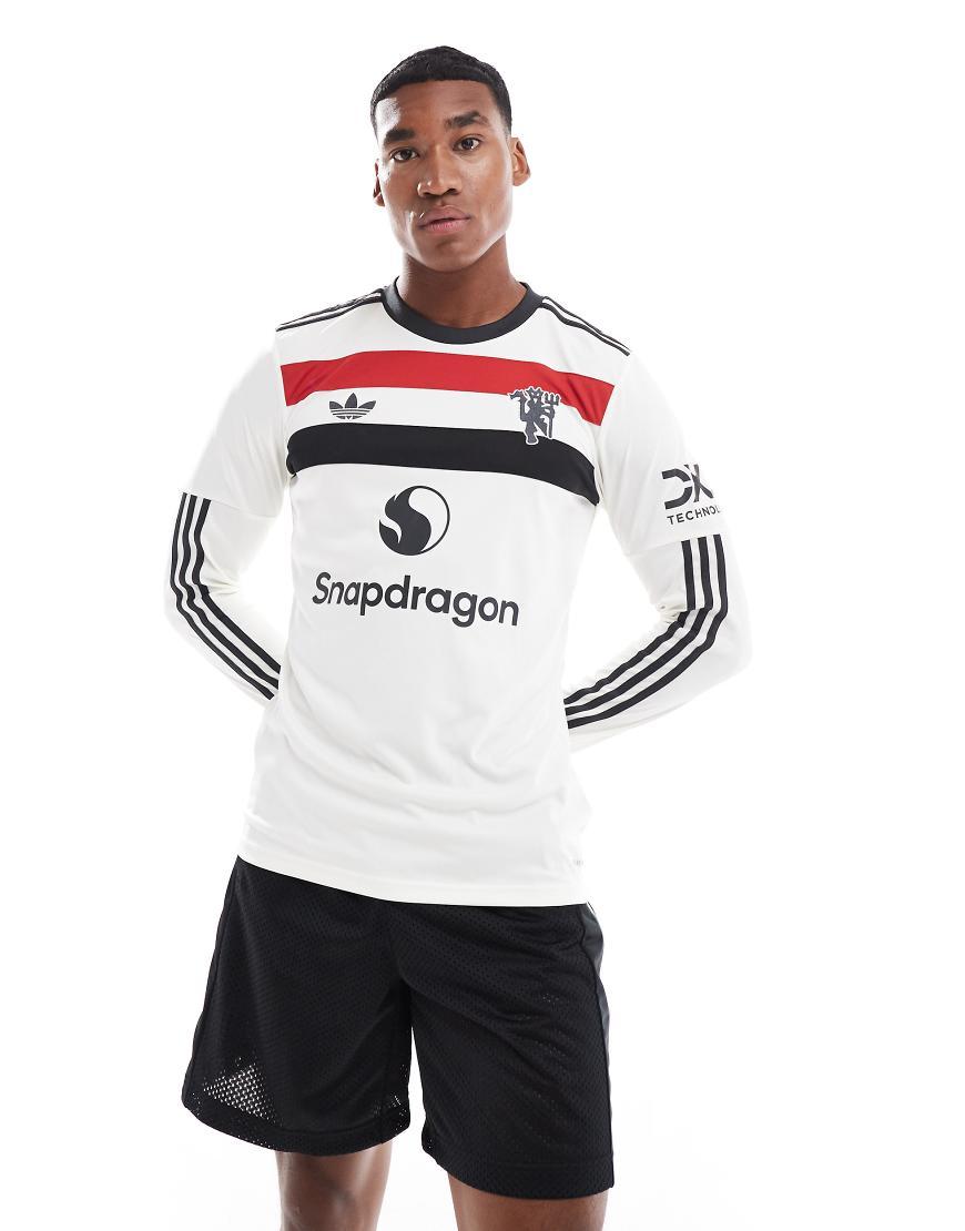 adidas Originals Camisa Blanca De Manga Larga De La Tercera