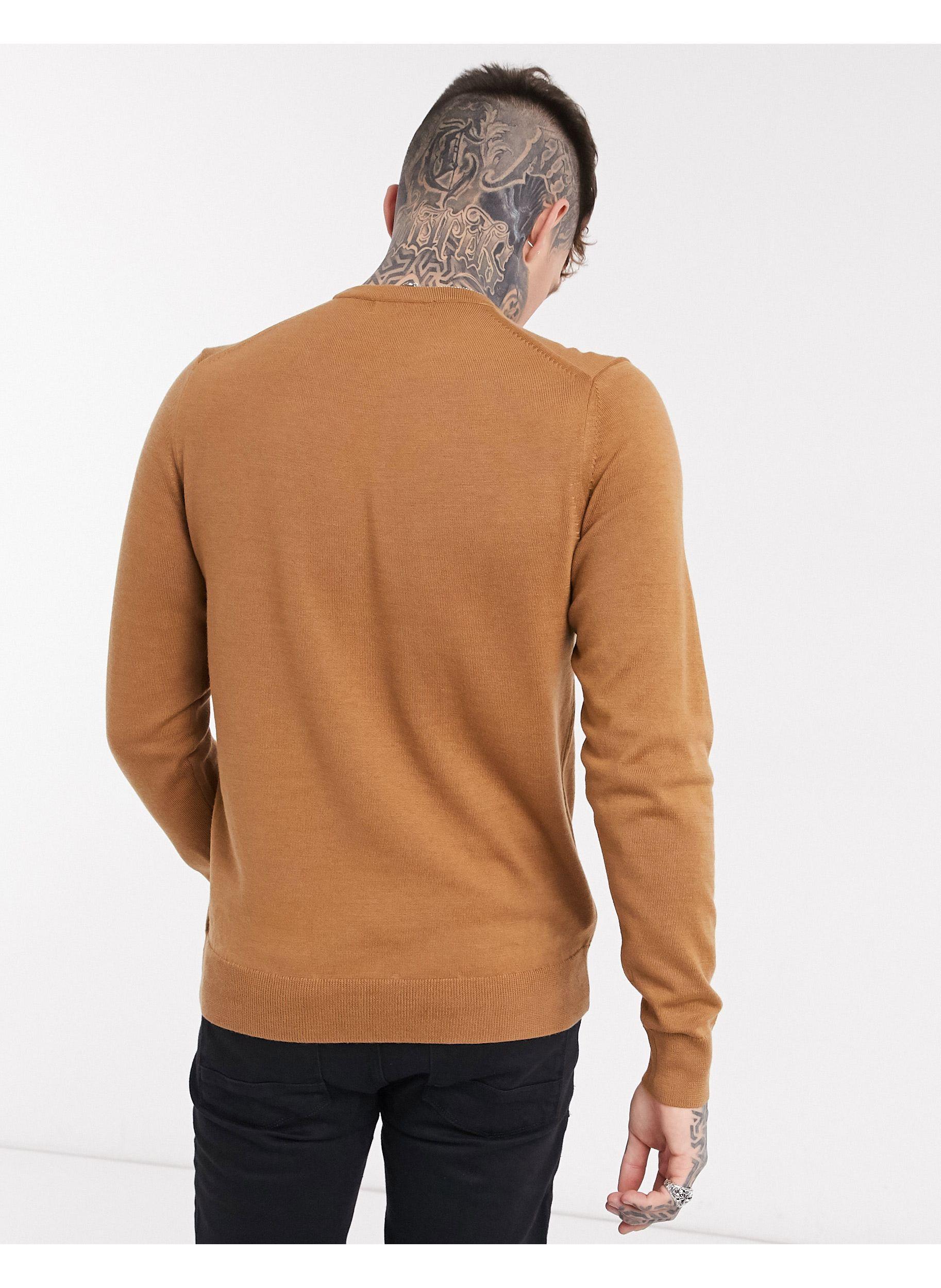 Fred Perry Crew Neck Jumper in Tan (Brown) for Men - Lyst