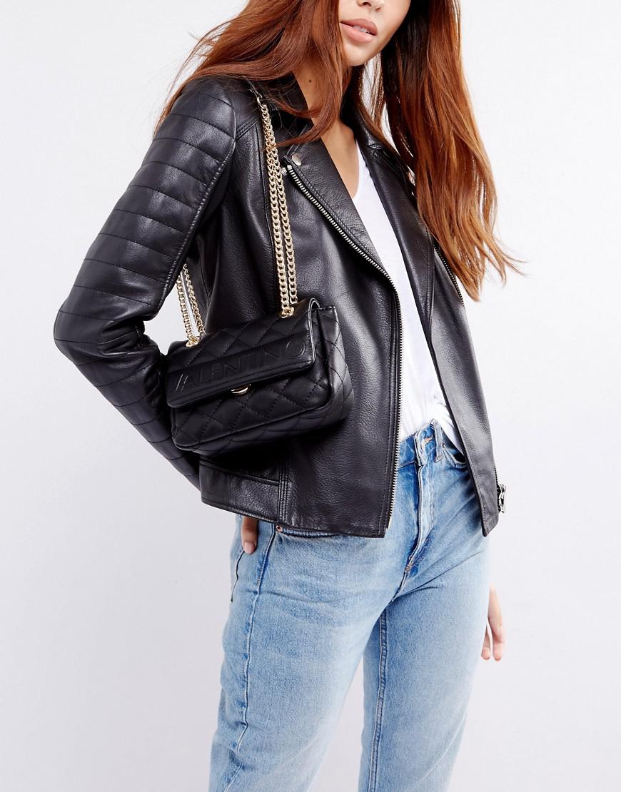 valentino by mario valentino black quilted foldover shoulder bag