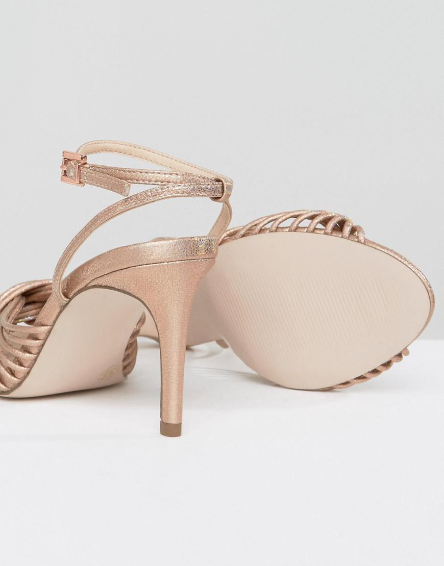 Office Millie Knot Rose Gold Mid Heeled Sandals in Metallic | Lyst
