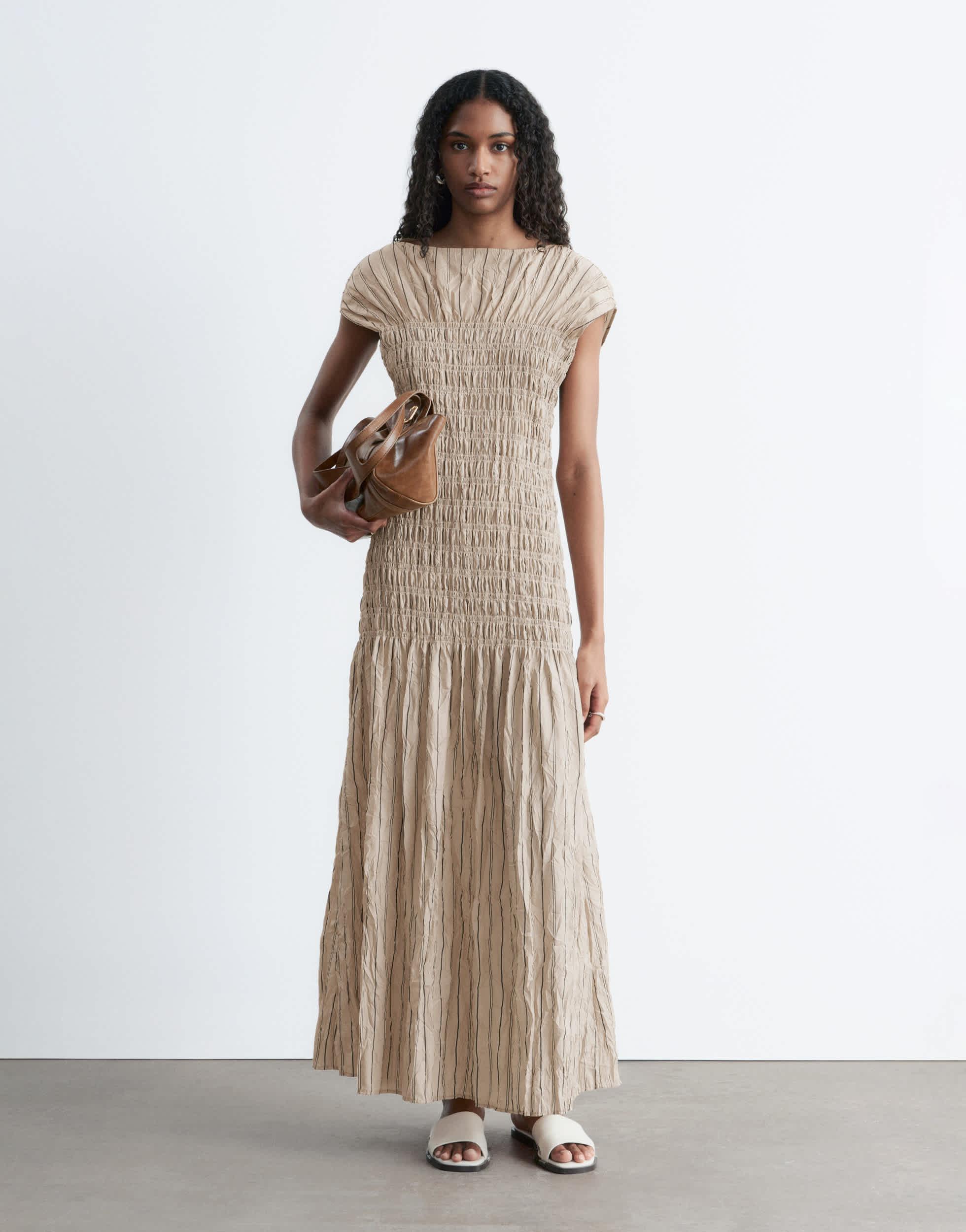 other stories ruched dress Sculptural Ruched Mini Dress - Rust Brown