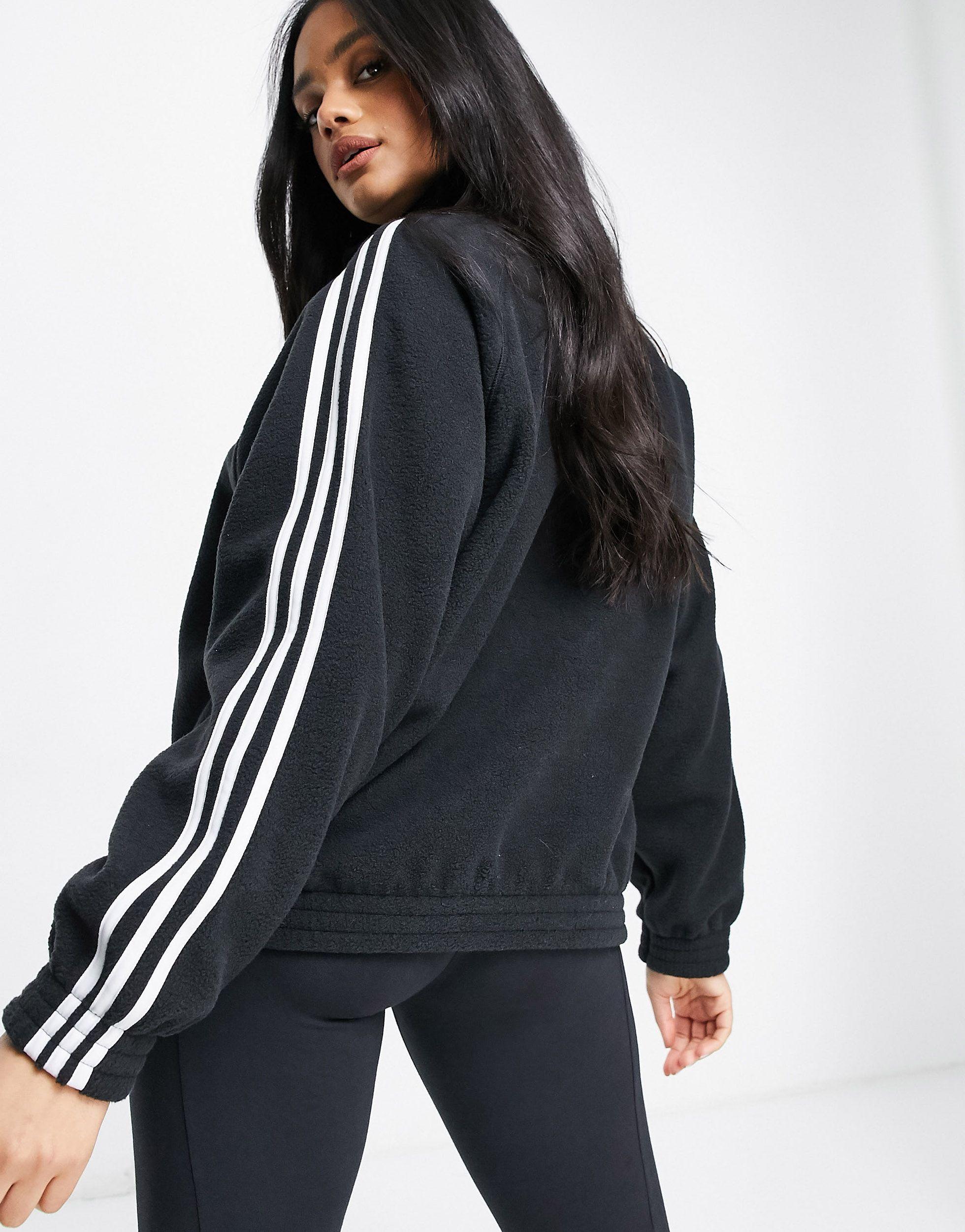 melodisk Stat Grønthandler adidas Originals Adicolor Three Stripe Quarter Zip Fleece Sweatshirt in  Black | Lyst