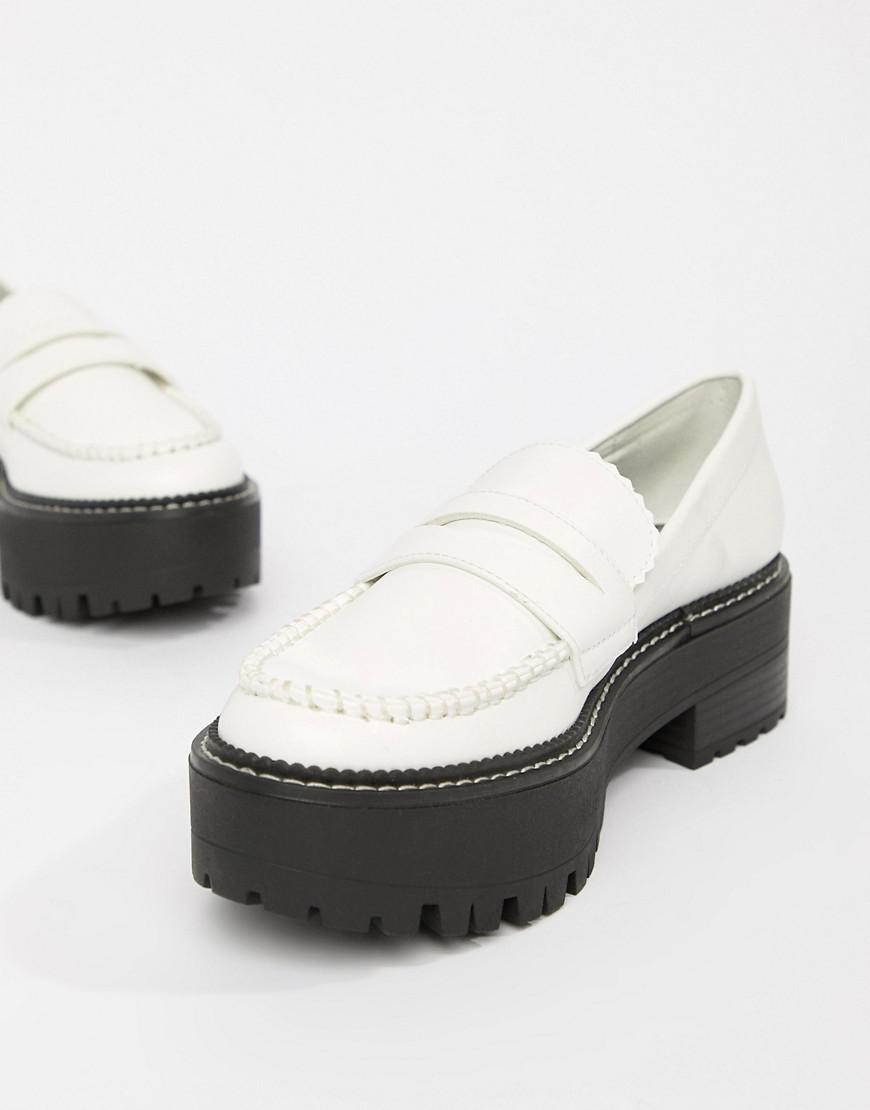 bershka white chunky loafer