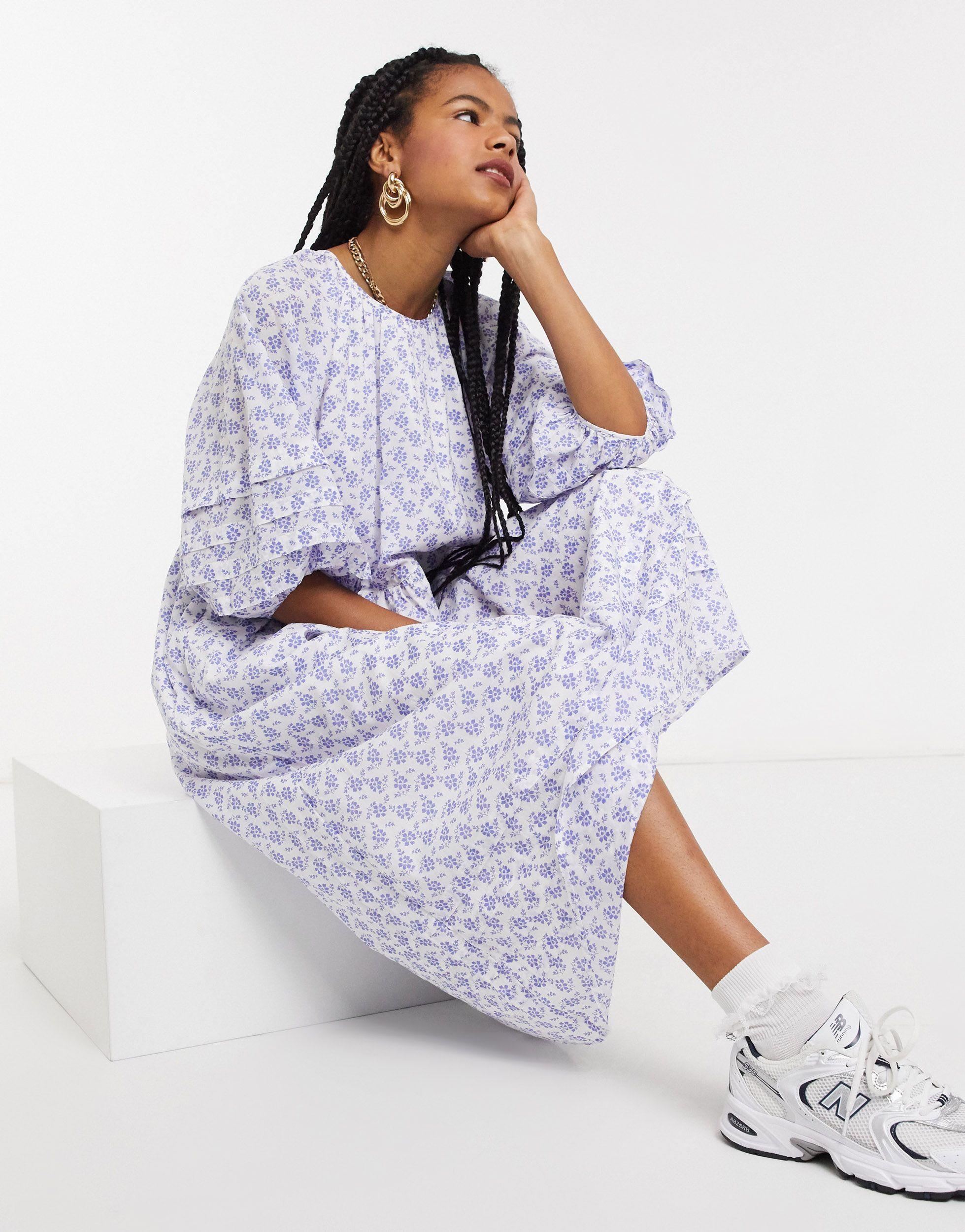 Eco Floral Print Smock Maxi Dress 