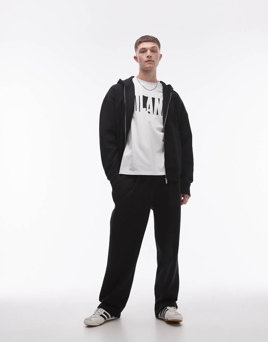 TOPMAN Pleat Front Straight Leg Jogger in Black for Men Lyst UK