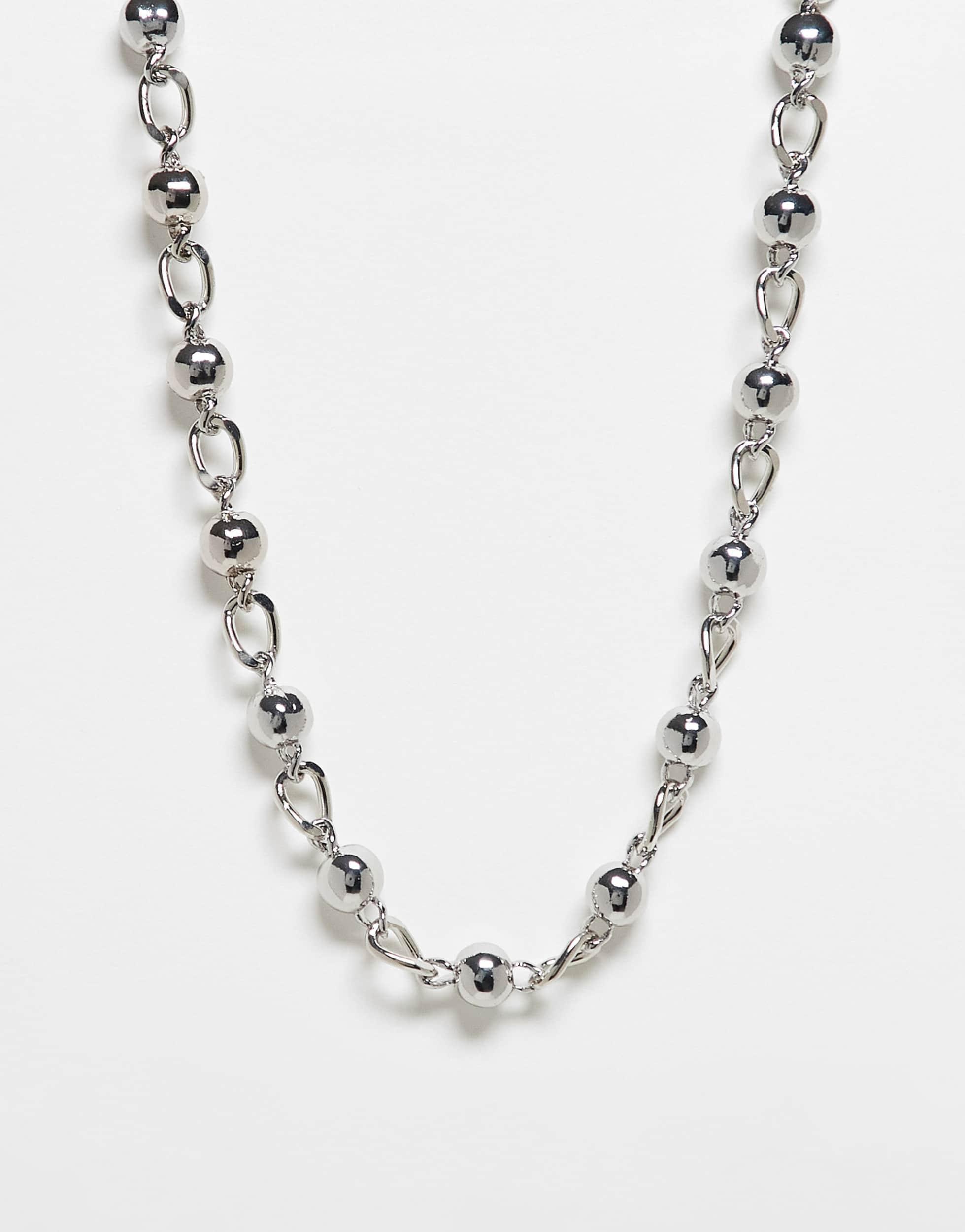 Reclaimed (vintage) Unisex Chain And Ball Necklace in Metallic
