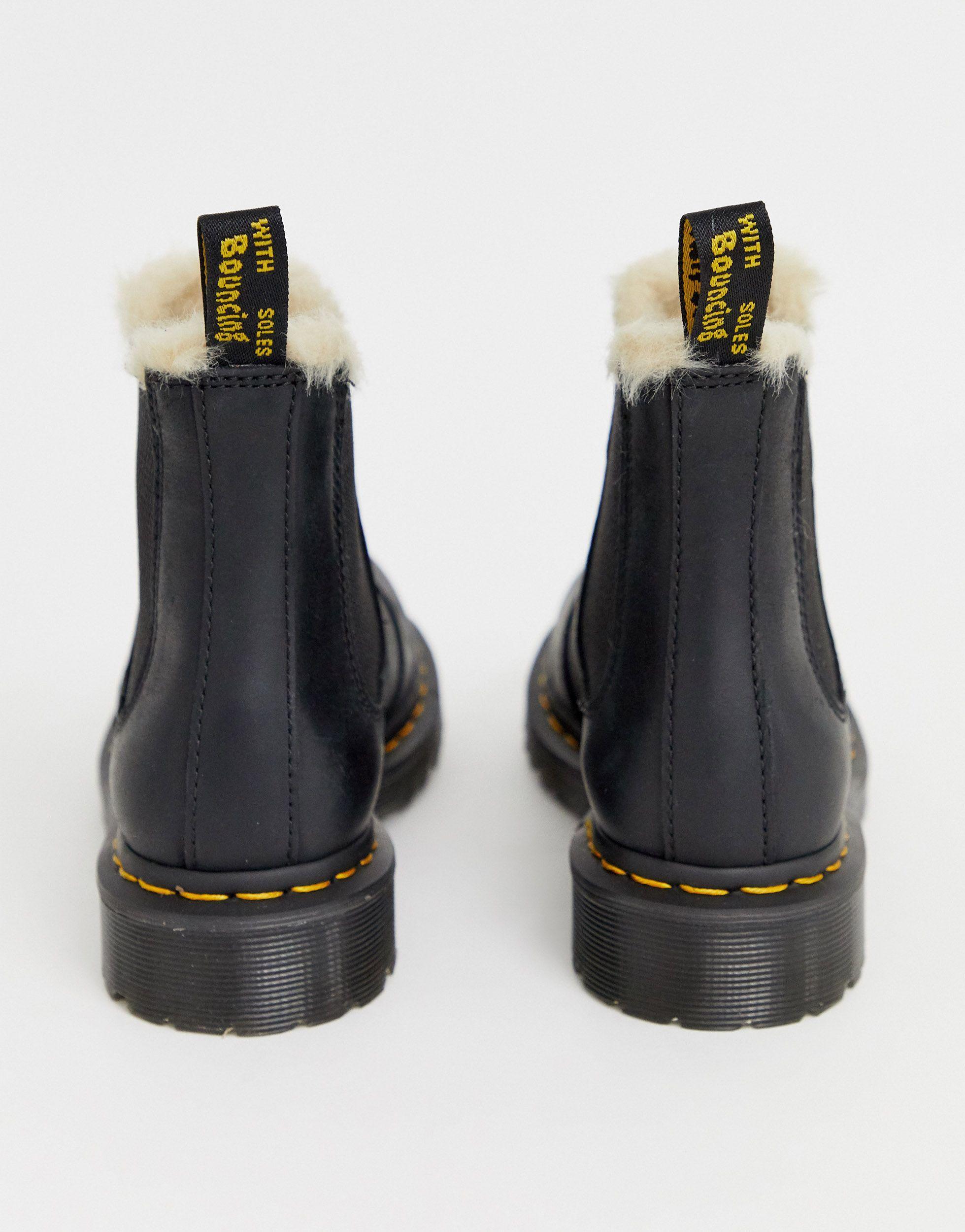 Dr. Martens Leonore Faux Fur Lined Chelsea Boot in Black - Save 14% | Lyst