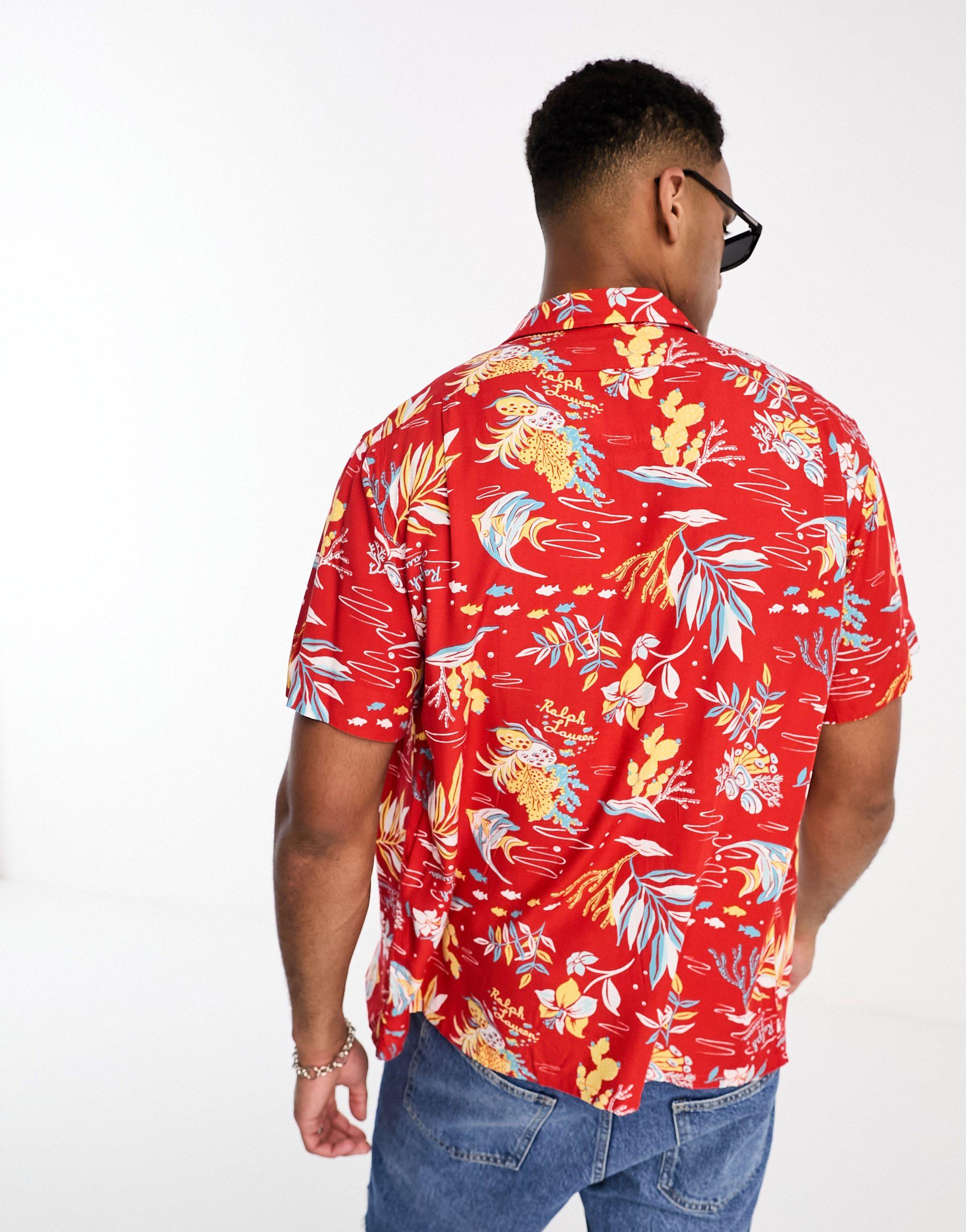Polo Ralph Lauren Short Sleeve Sun & Surf Print Rayon Shirt