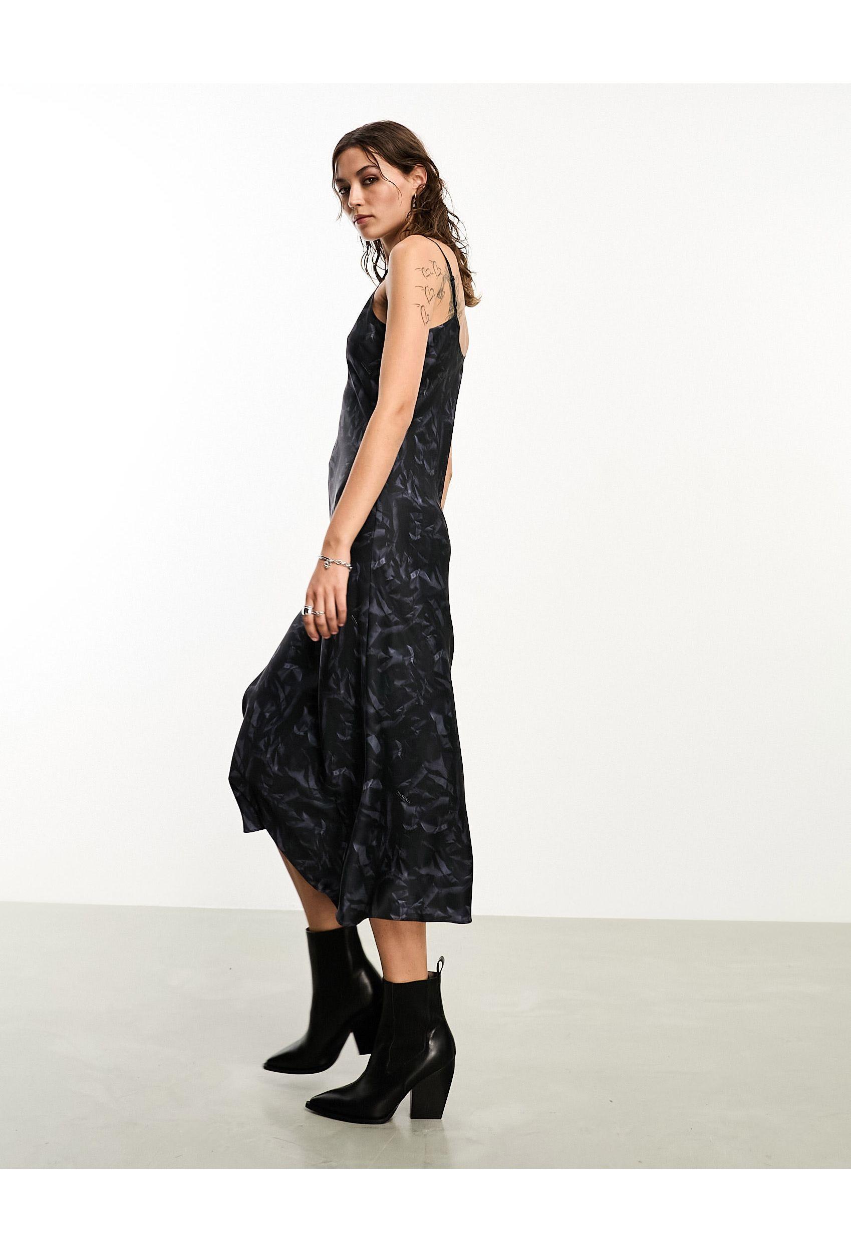 AllSaints X Asos Exclusive Tierny Satin Maxi Slip Dress in White