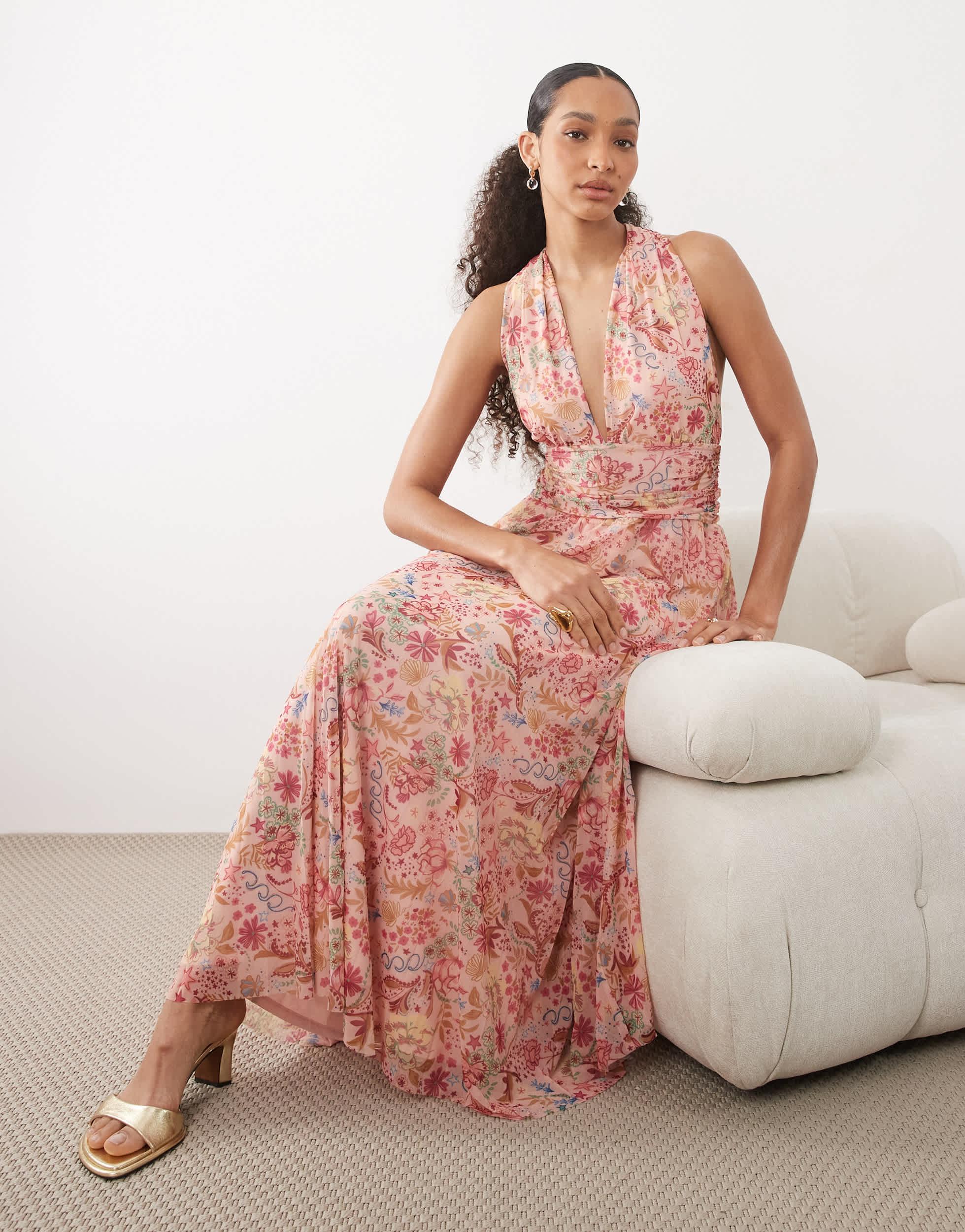 abercrombie & fitch floral dress Blue White by Abercrombie and trend tie back detail NEW Abercrombie & Fitch Navy