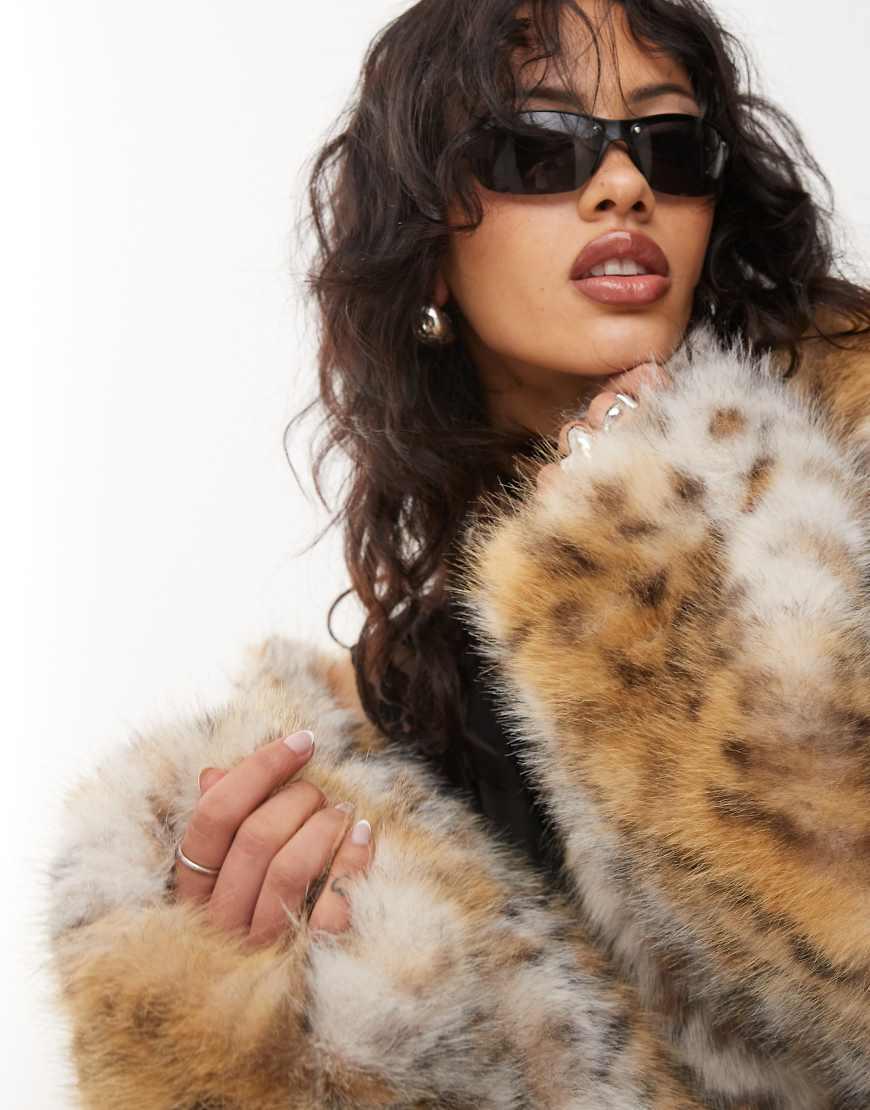 Leopard Monki Fur Coat Monki Faux Fur Jacket With Hook And Bar