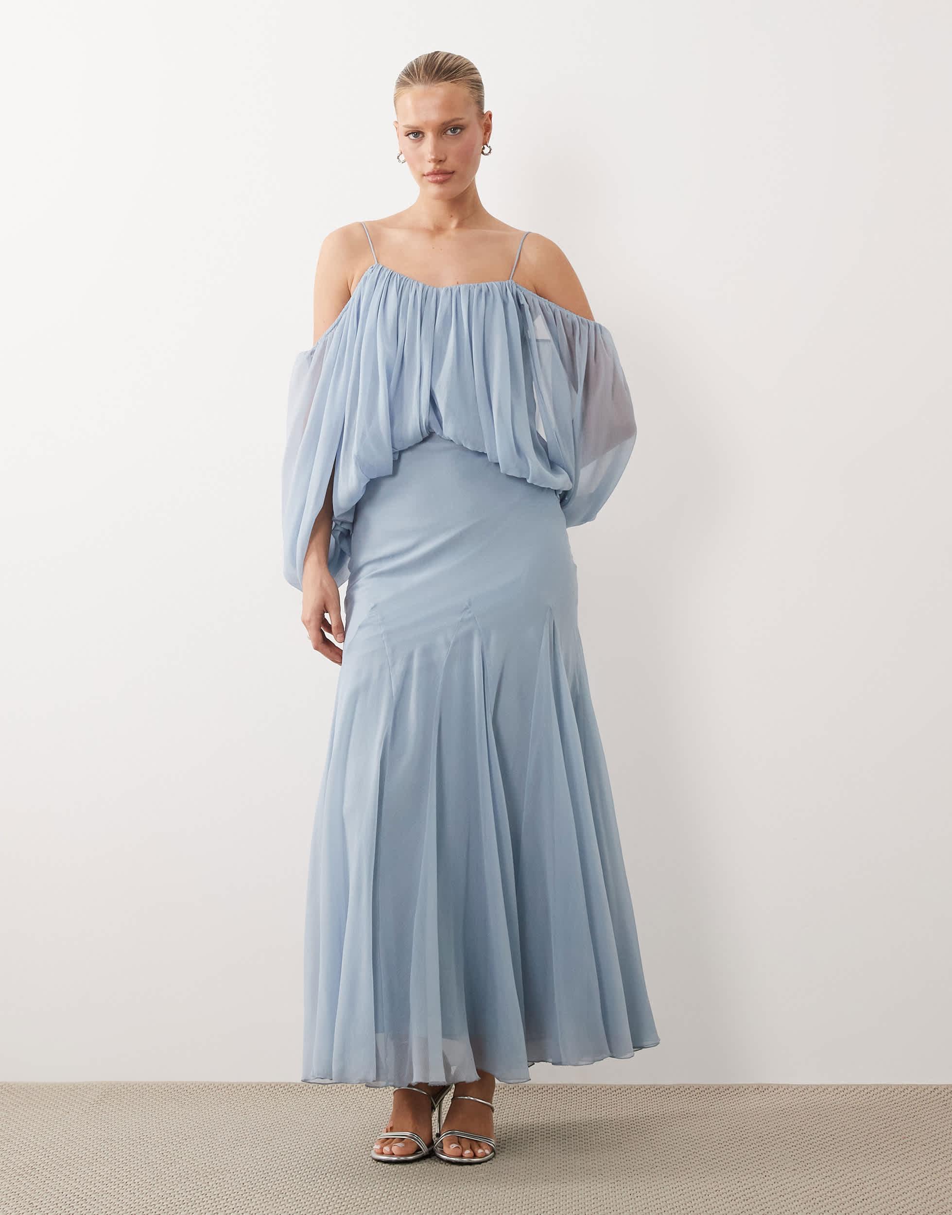 godet skirt maxi dress Abercrombie & Fitch Plunge Godet Skirt Maxi Dress