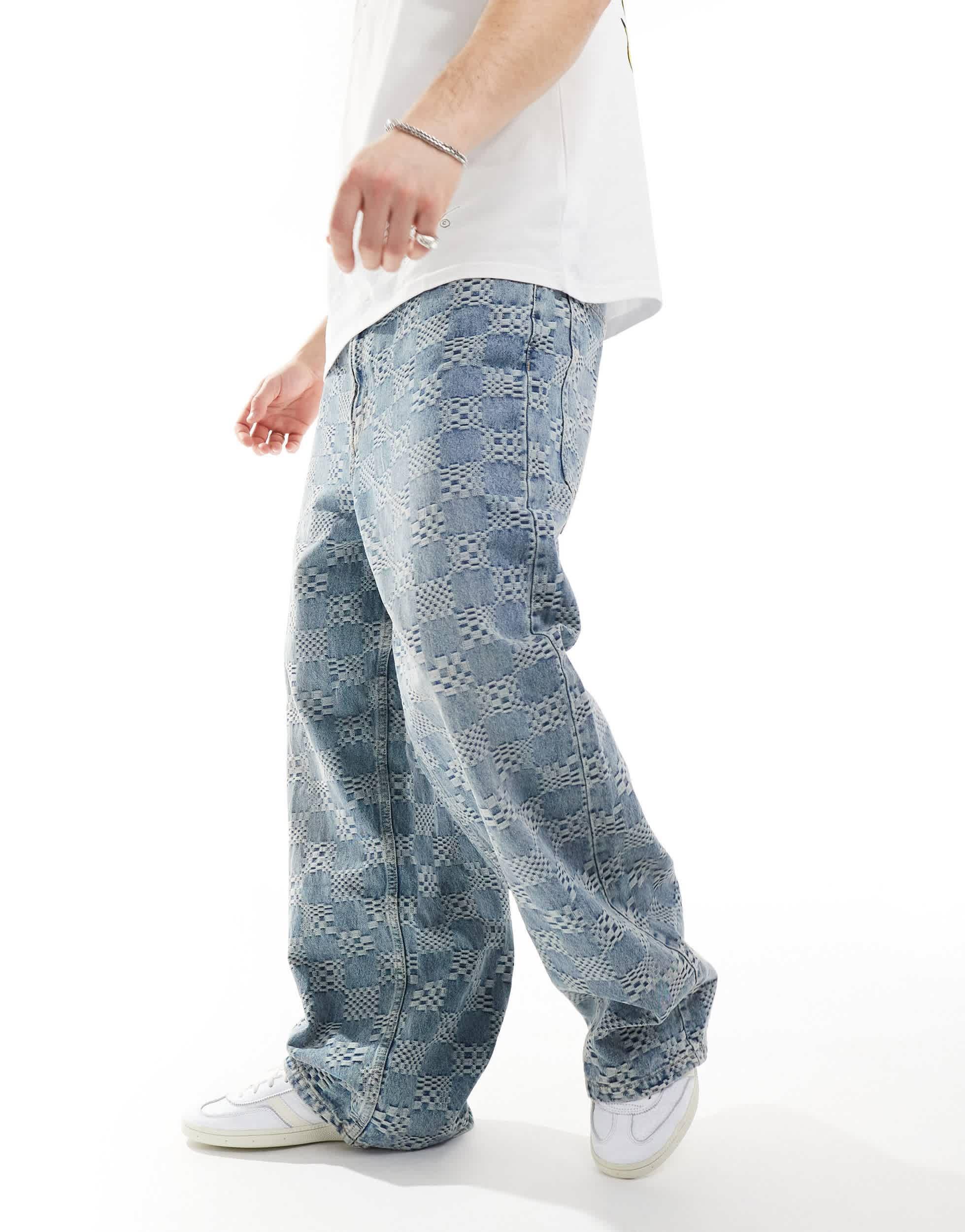 Baggy Pantalon Avec Motif Baggy Pantalon Large Bleu Homme Jeans