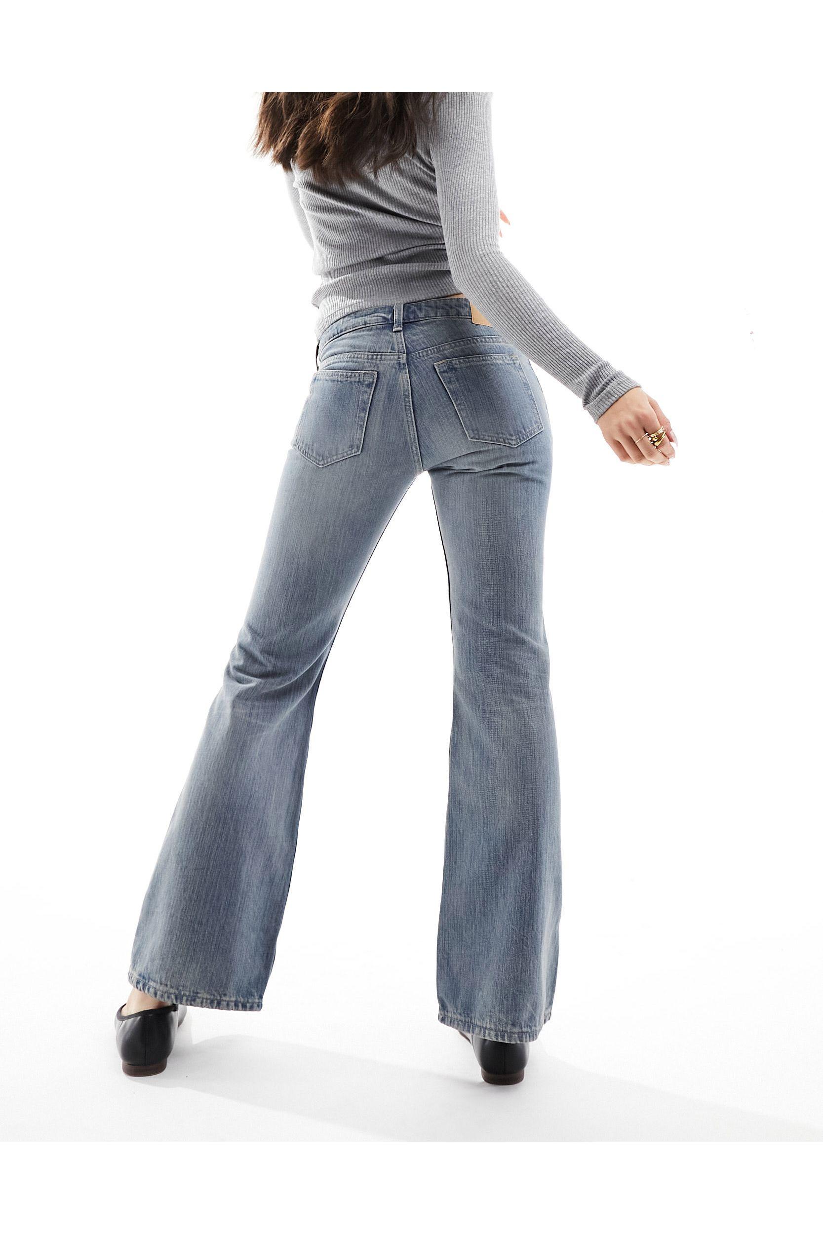 Weekday Nova low waist slim bootcut jeans in swamp blue