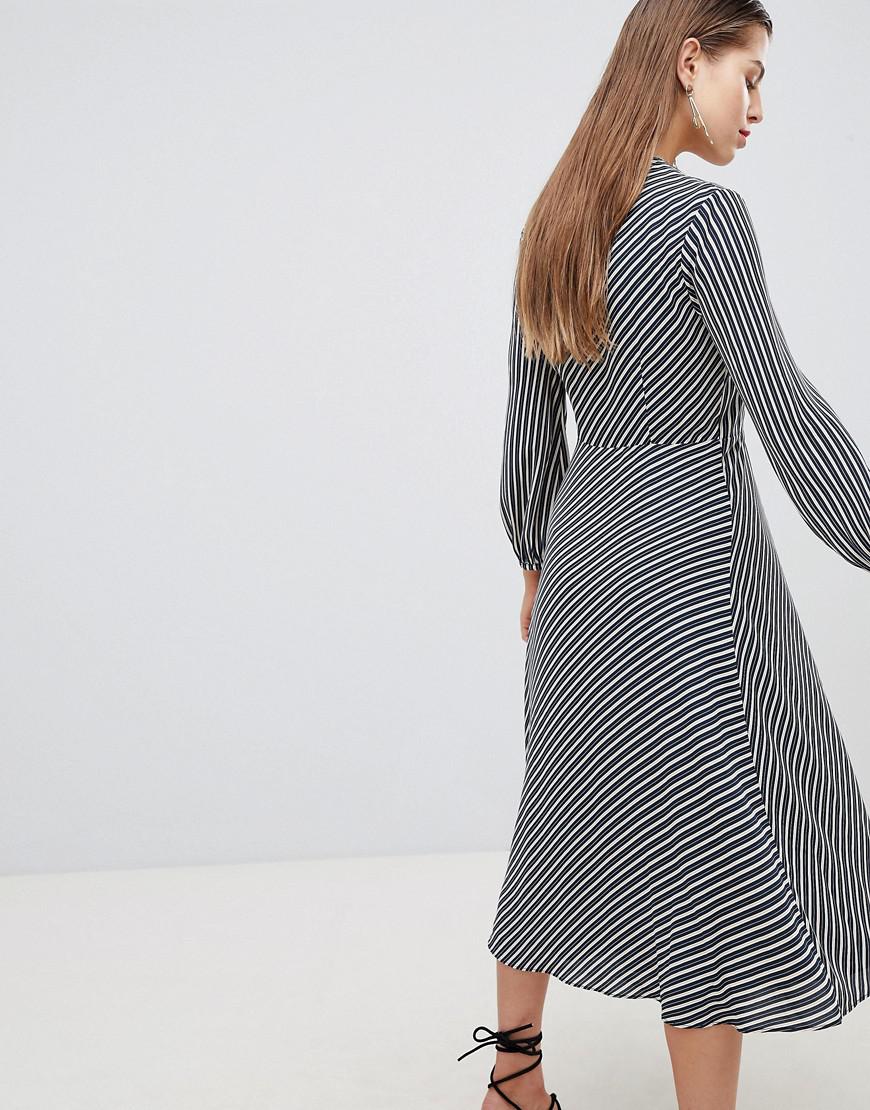 whistles stripe wrap shirt dress