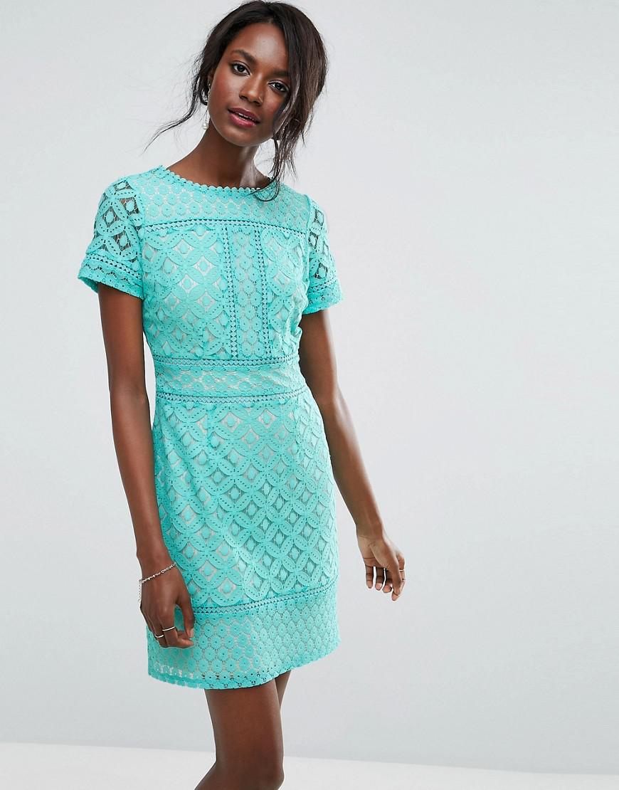 Oasis Cutwork Lace Detail Shift Dress in Blue | Lyst Australia