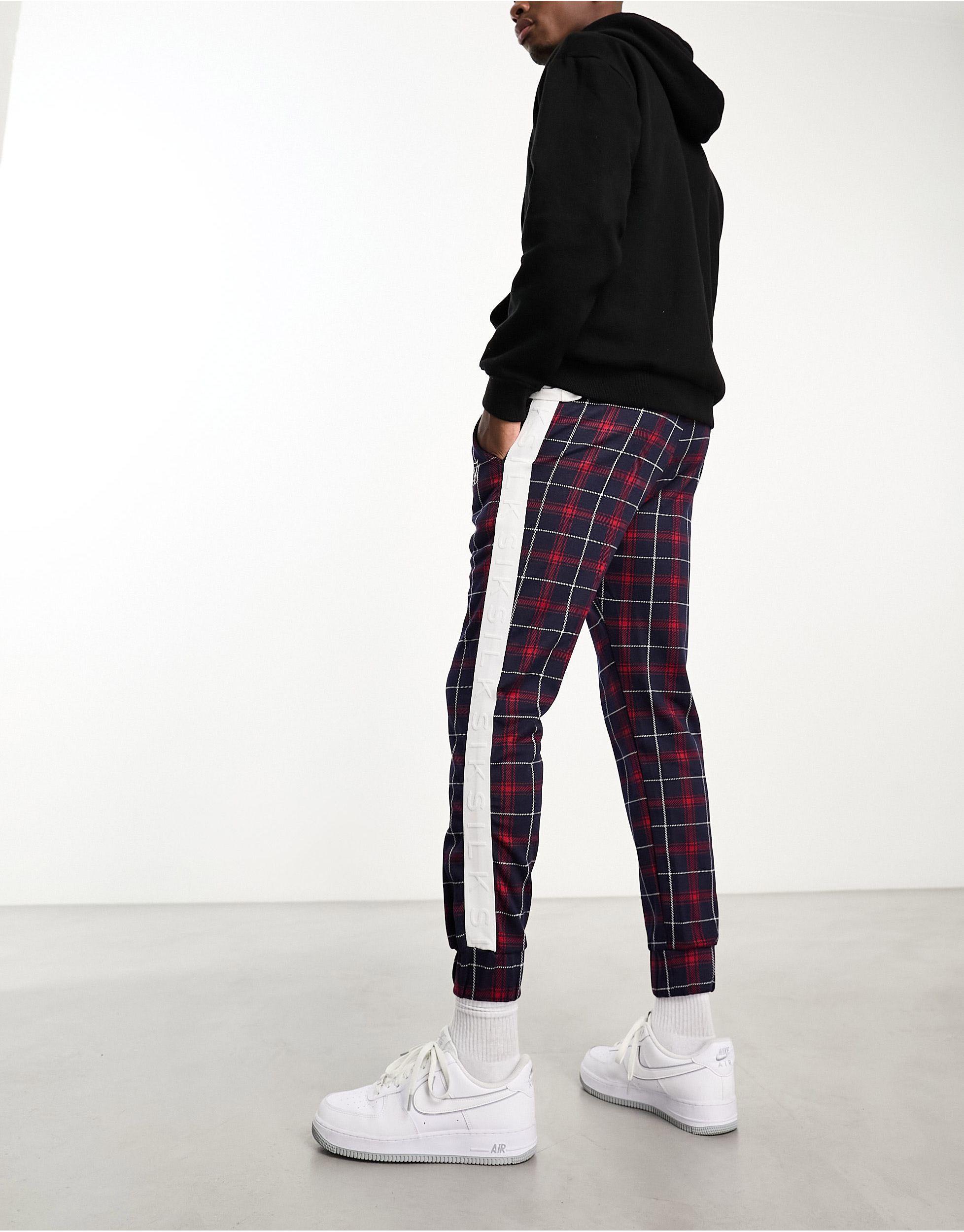 Mens red deals plaid joggers