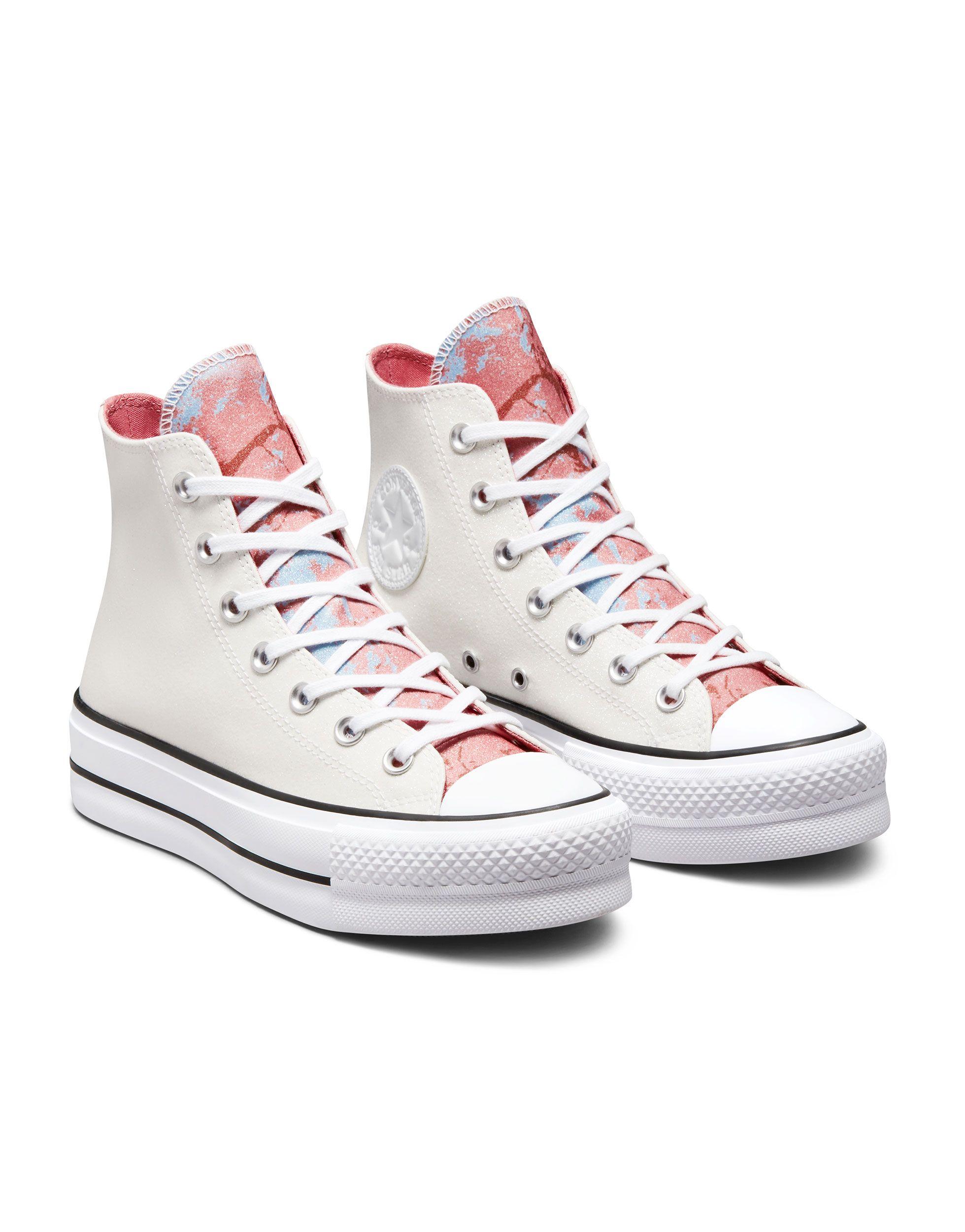 Converse Chuck Taylor All Star Ox Lift Hybrid Shine Glitter Sneakers in White | Lyst