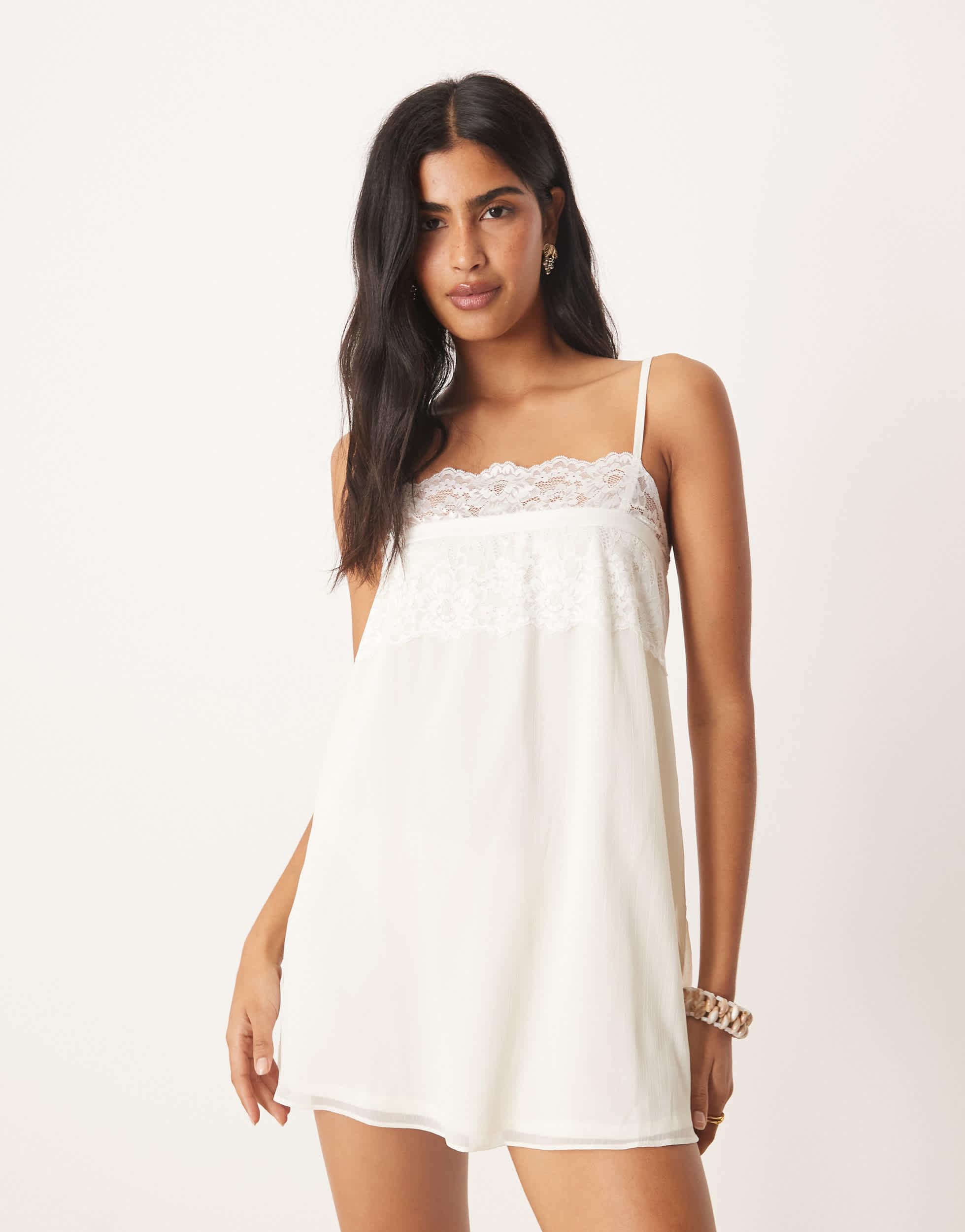 motel lace dress Motel Silvanna Lace Long Sleeve Mini Dress