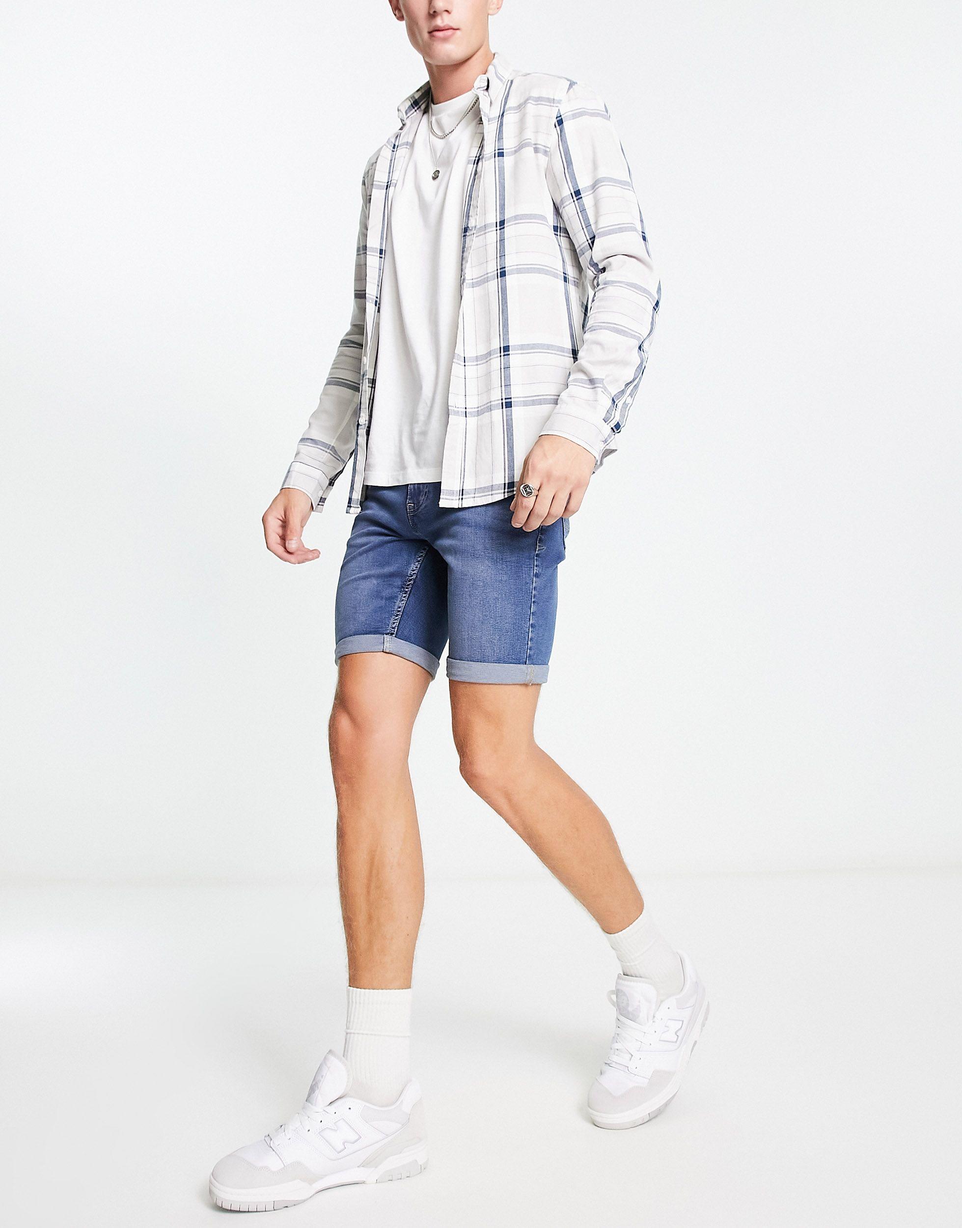 New Look Skinny Denim Shorts in Blue for Men | Lyst