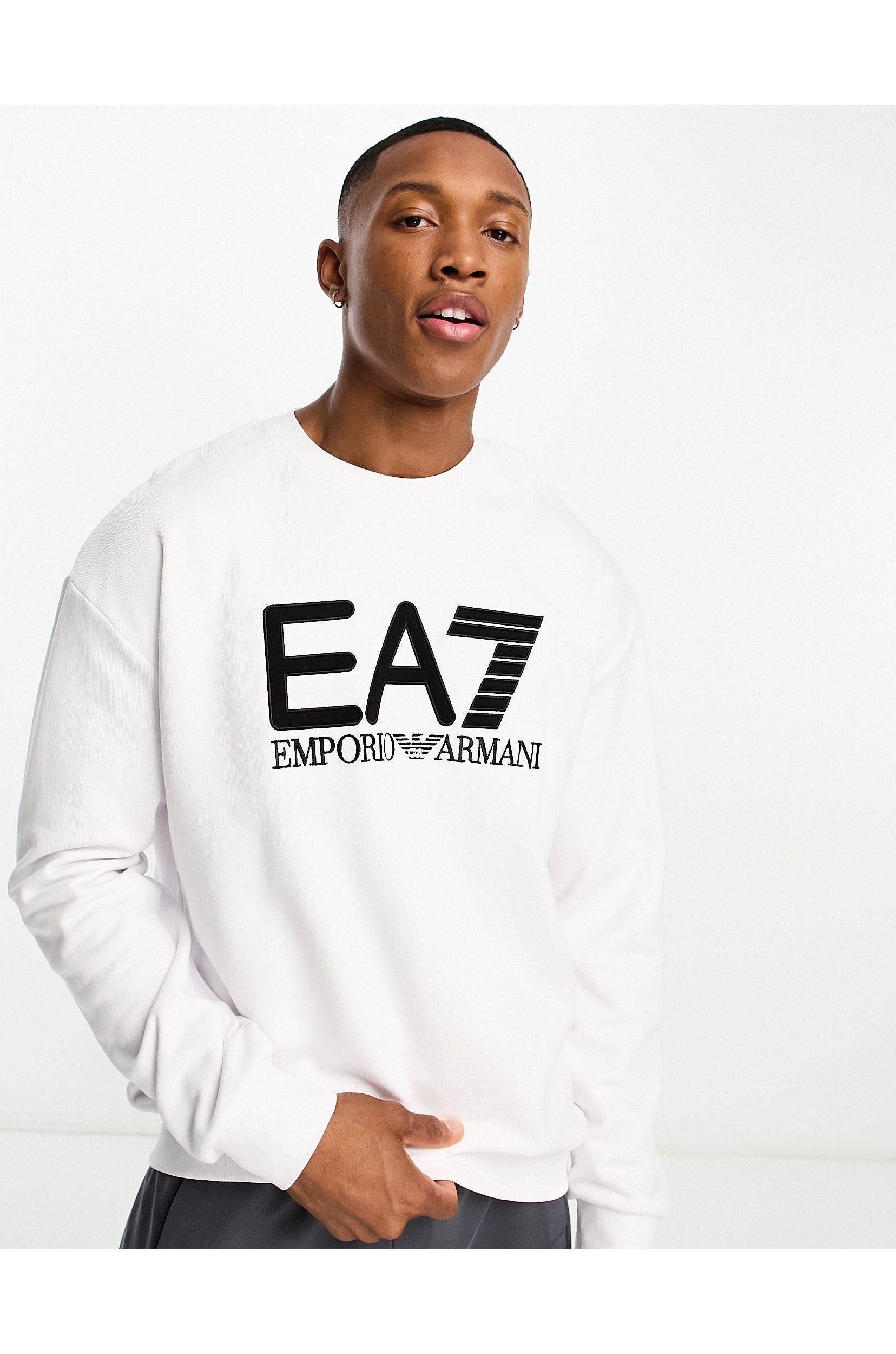 EA7 Emporio Armani Large Logo Oversized Sweatshirt White for Men |