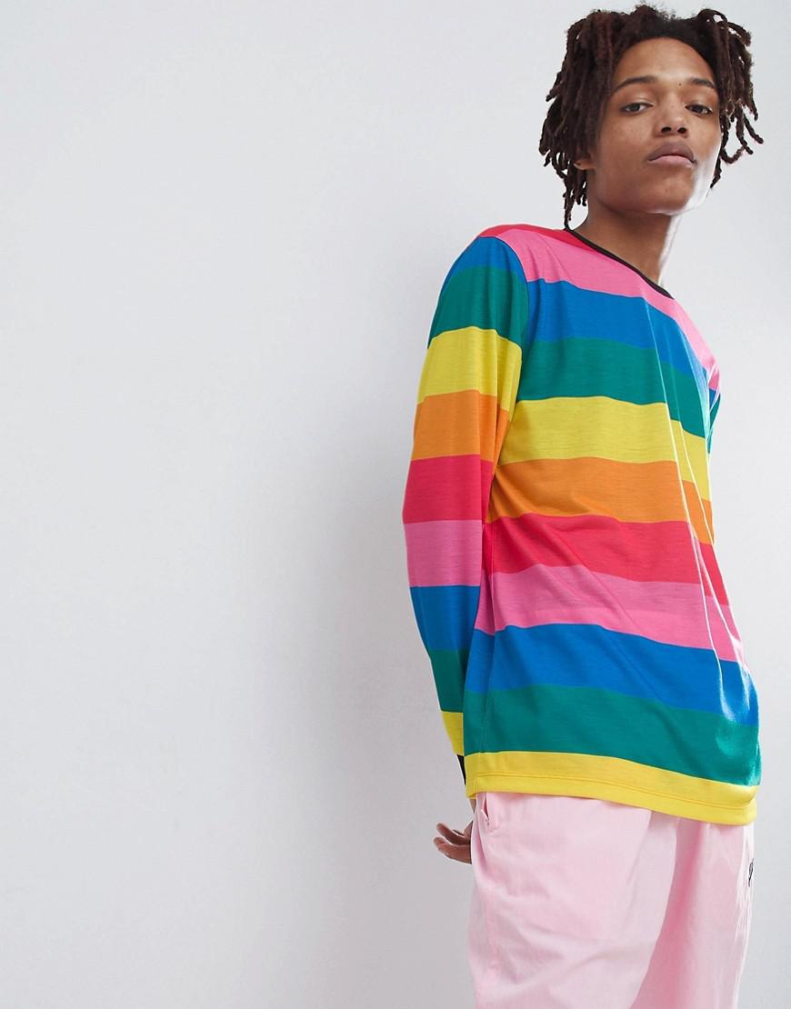 ASOS Relaxed Long Sleeve T-shirt With Rainbow Stripe for Men | Lyst