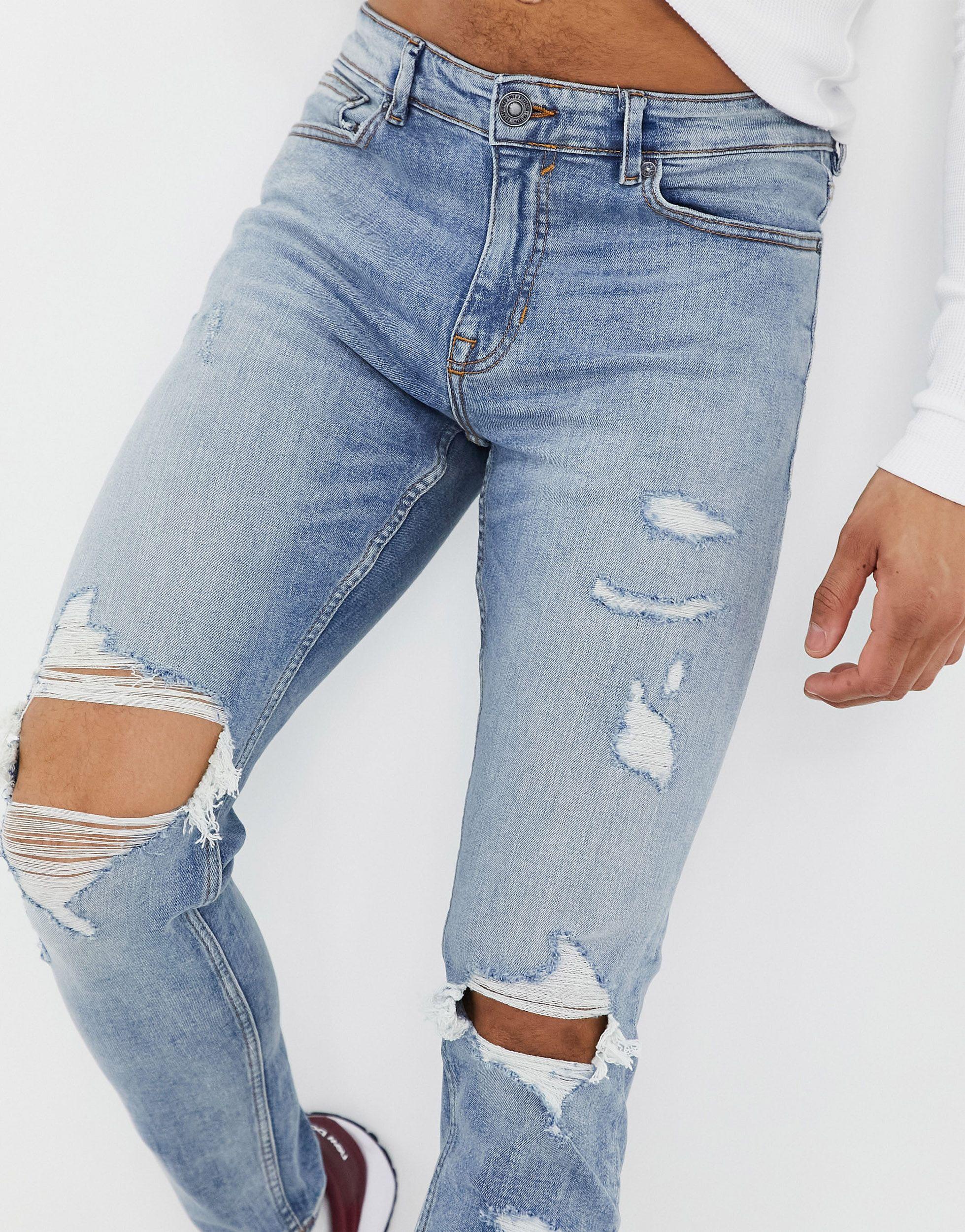 New Look Skinny Jeans Met Scheuren in het Blauw voor heren - Lyst