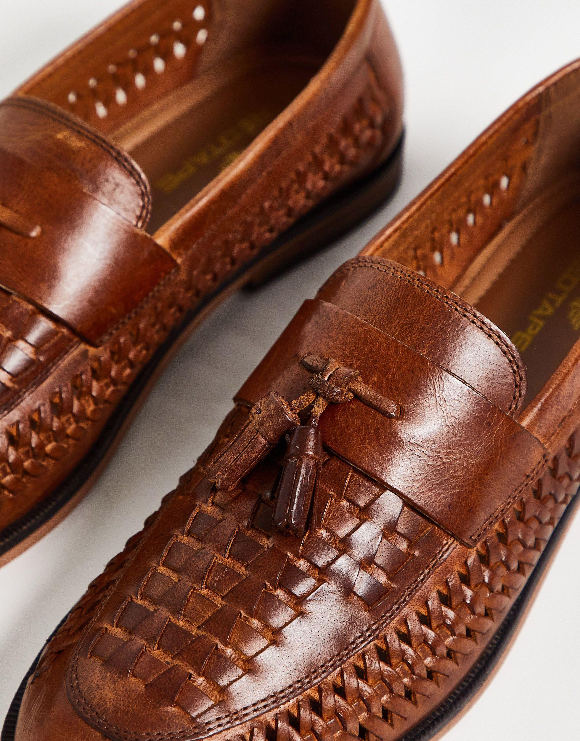 Red Tape Woven Leather Loafers in Brown for Men | Lyst