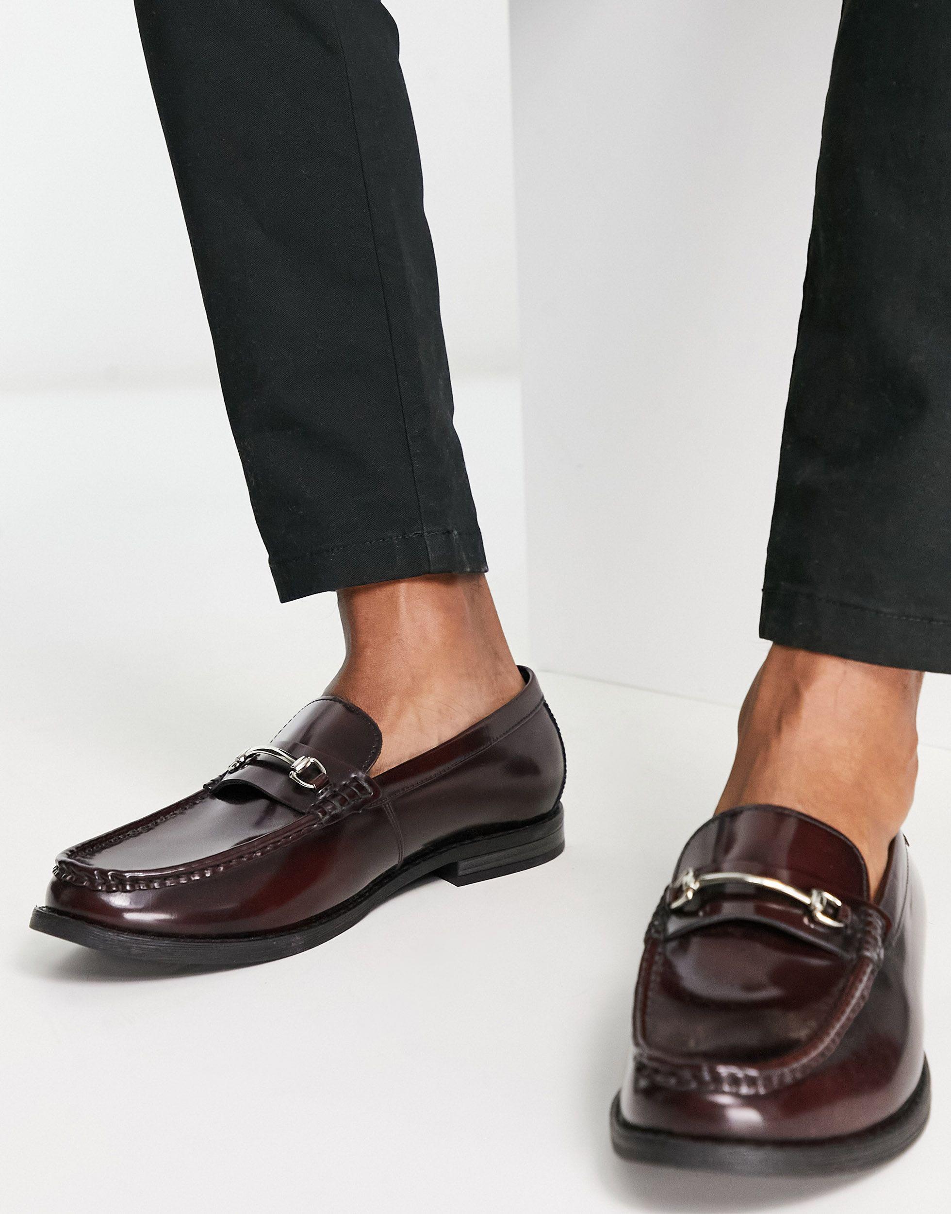 Ben Sherman Wide Fit Leather Snaffle Loafers in Black for Men | Lyst