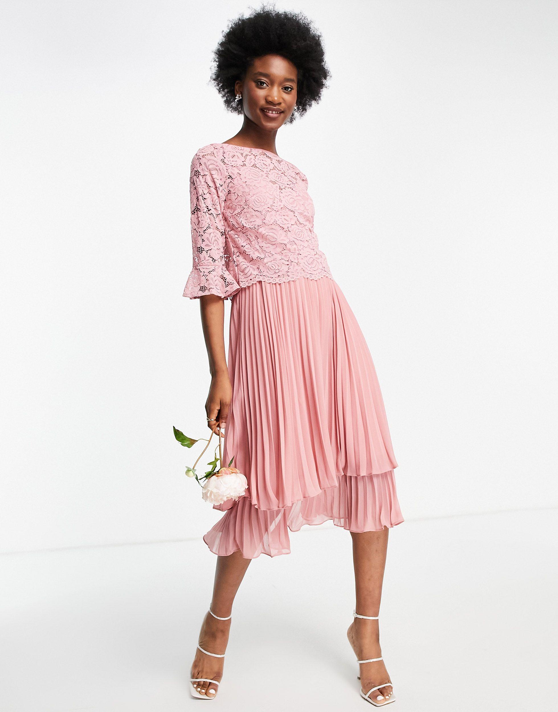 Dusky pink midi skirt cheap