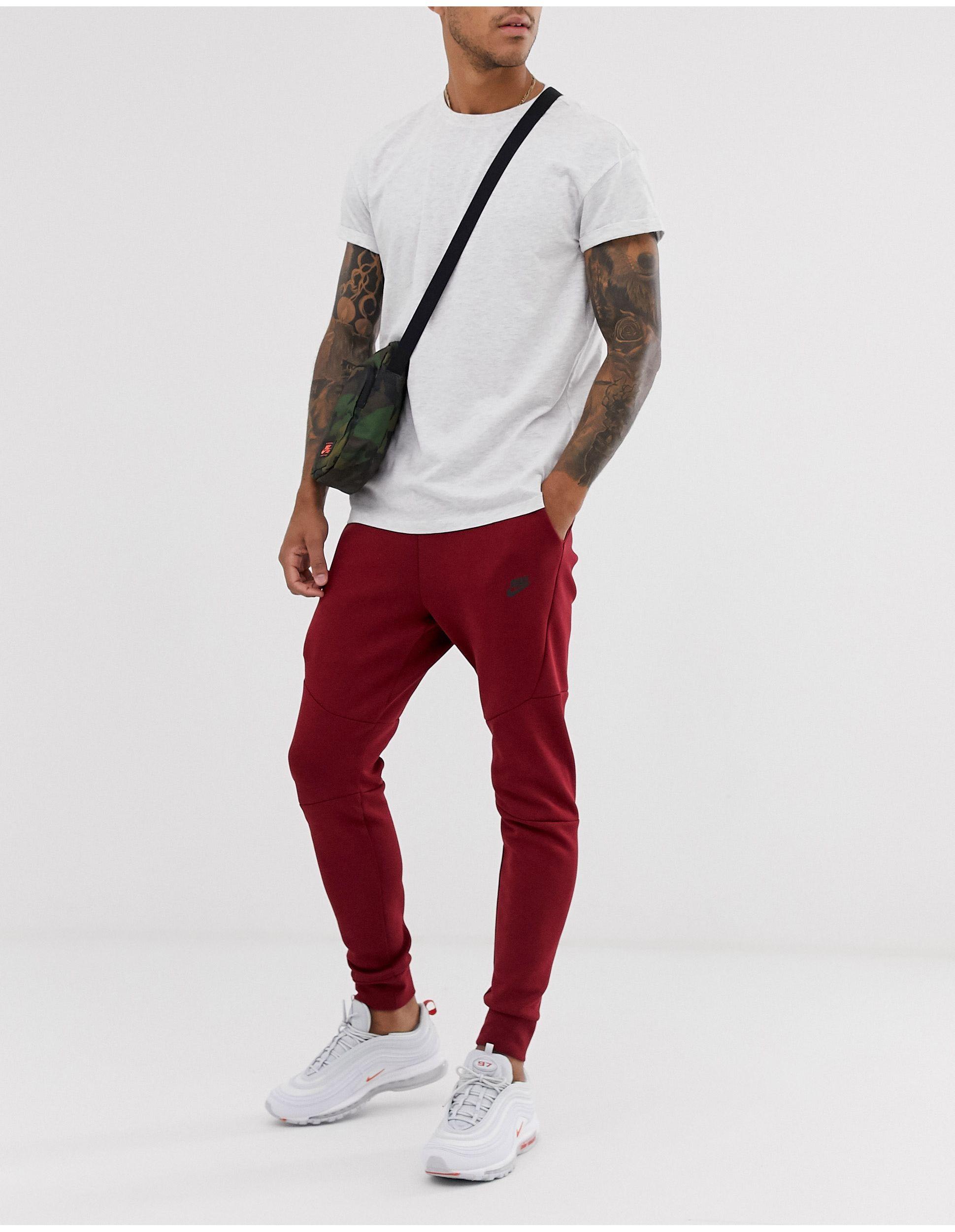 red tech fleece joggers