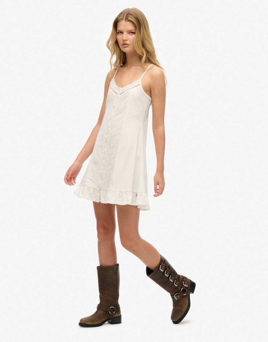 superdry white lace dress Superdry Ibiza lace mini dress in off white