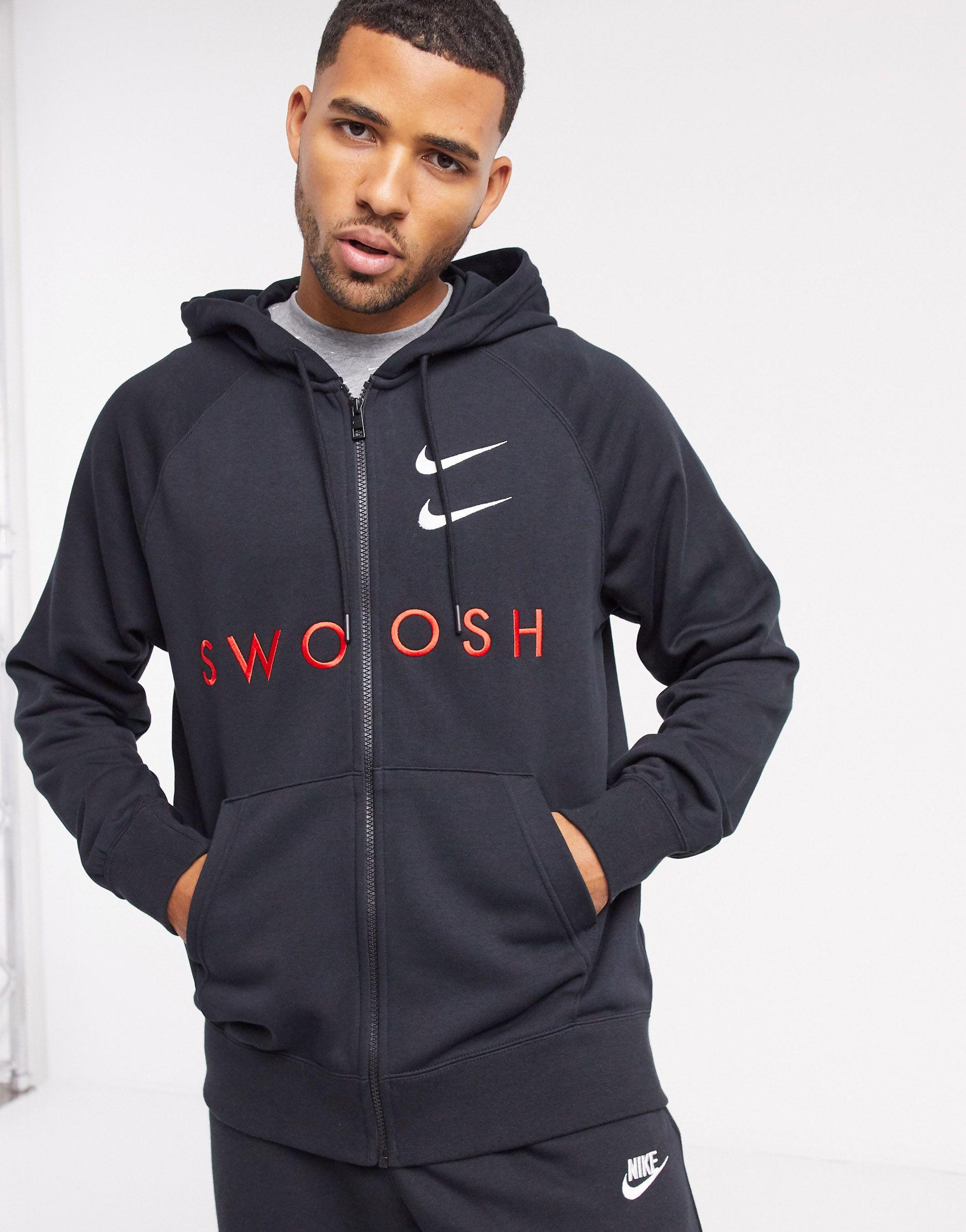 Nike Double Swoosh Full-zip Hoodie in Black for Men | Lyst Australia