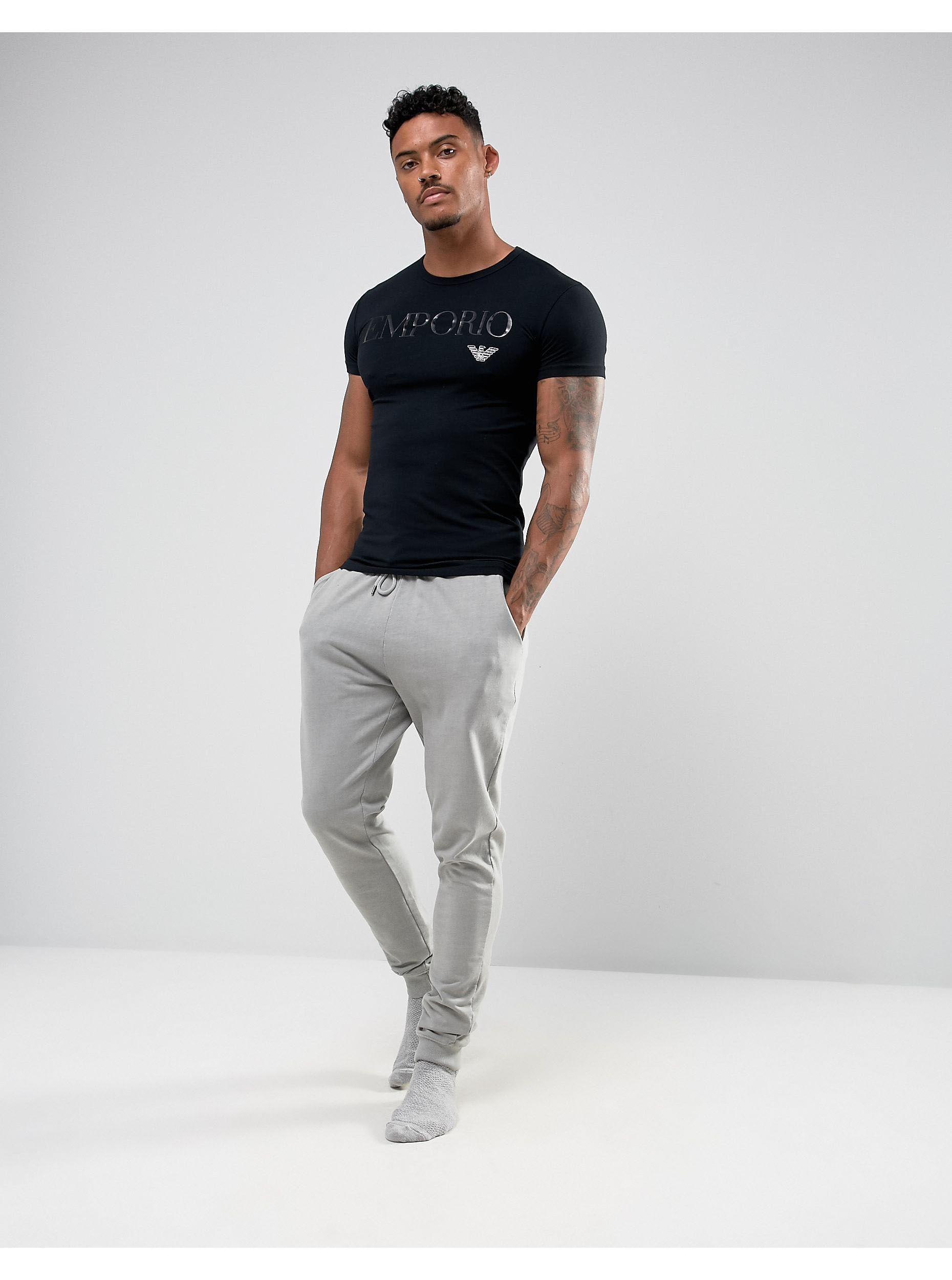 Emporio Armani Loungewear Text Logo Lounge T-shirt in Black for Men | Lyst